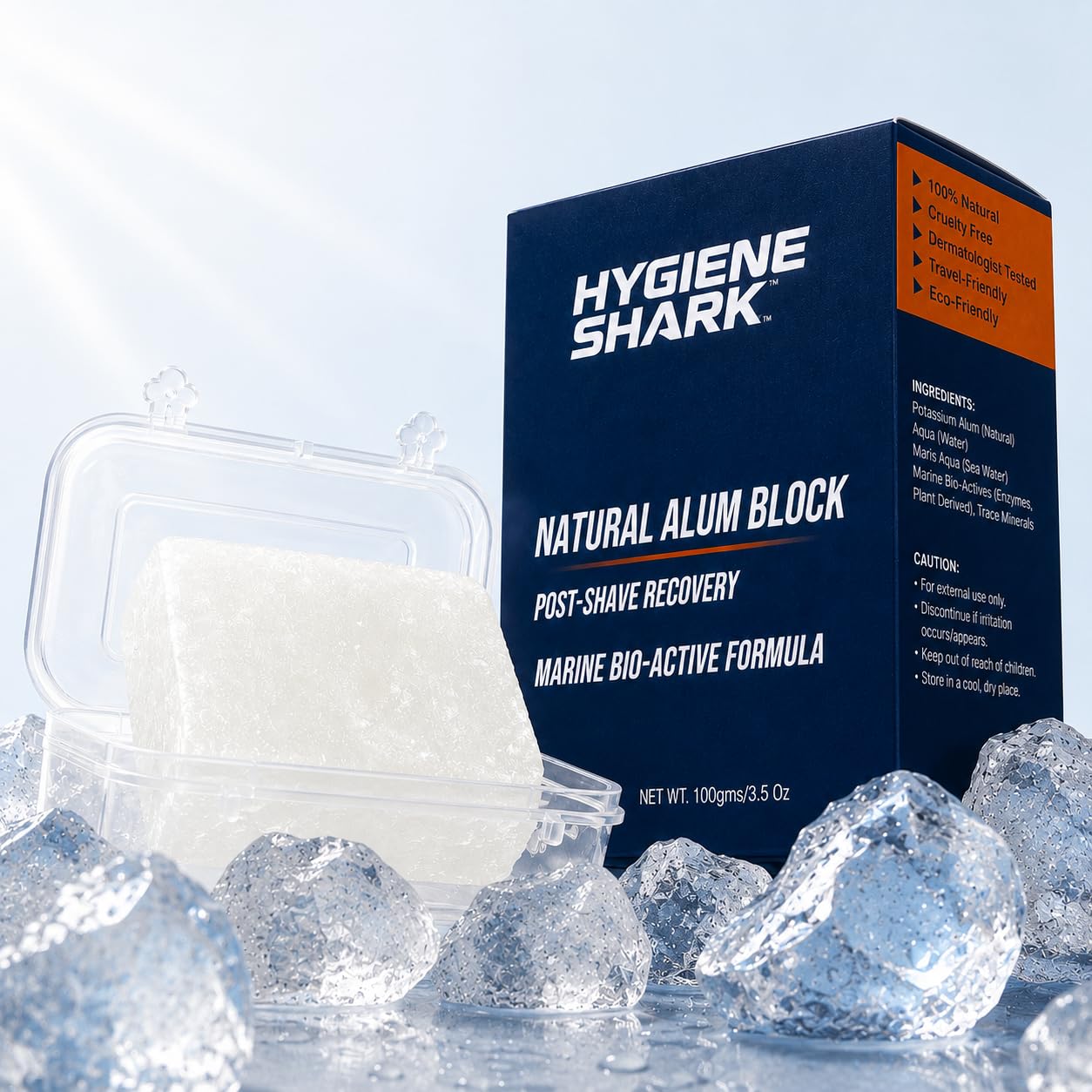Hygiene Shark Alum Block for Shaving, Alum Stone for Face, Piedra De Alumbre Natural Bar for Underarm, Fitkari, Fitkiri, Allum Deodorant- Best gift Beauty and Personal Care Hygiene Shark