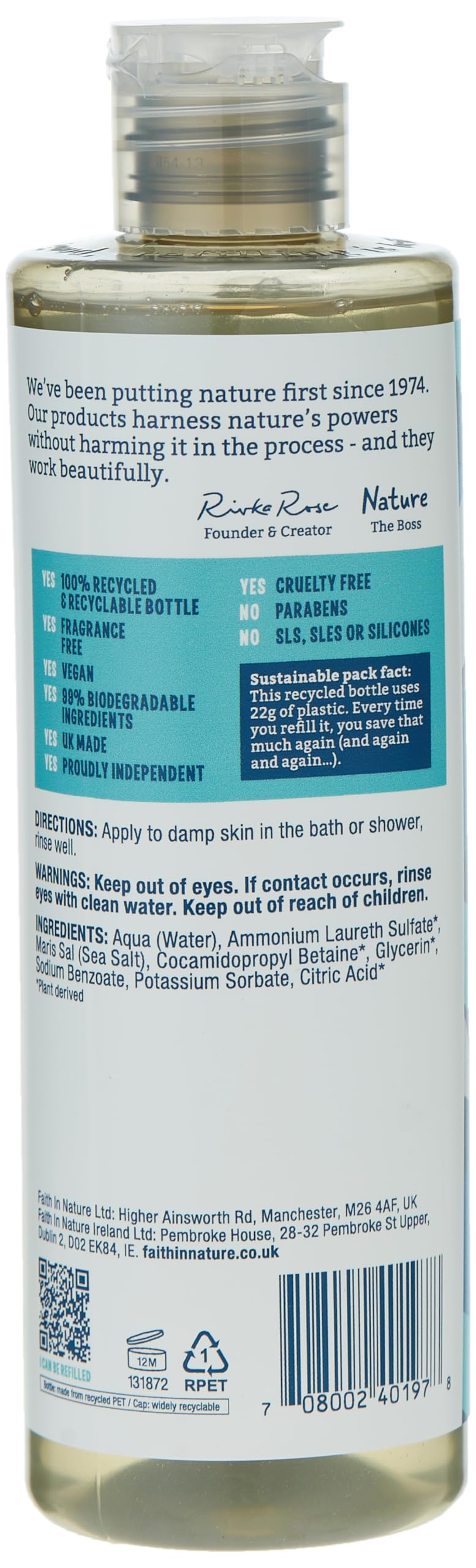 Faith in Nature Fragrance Free Shower Gel & Foam Bath Beauty & Personal Care FAITH IN NATURE