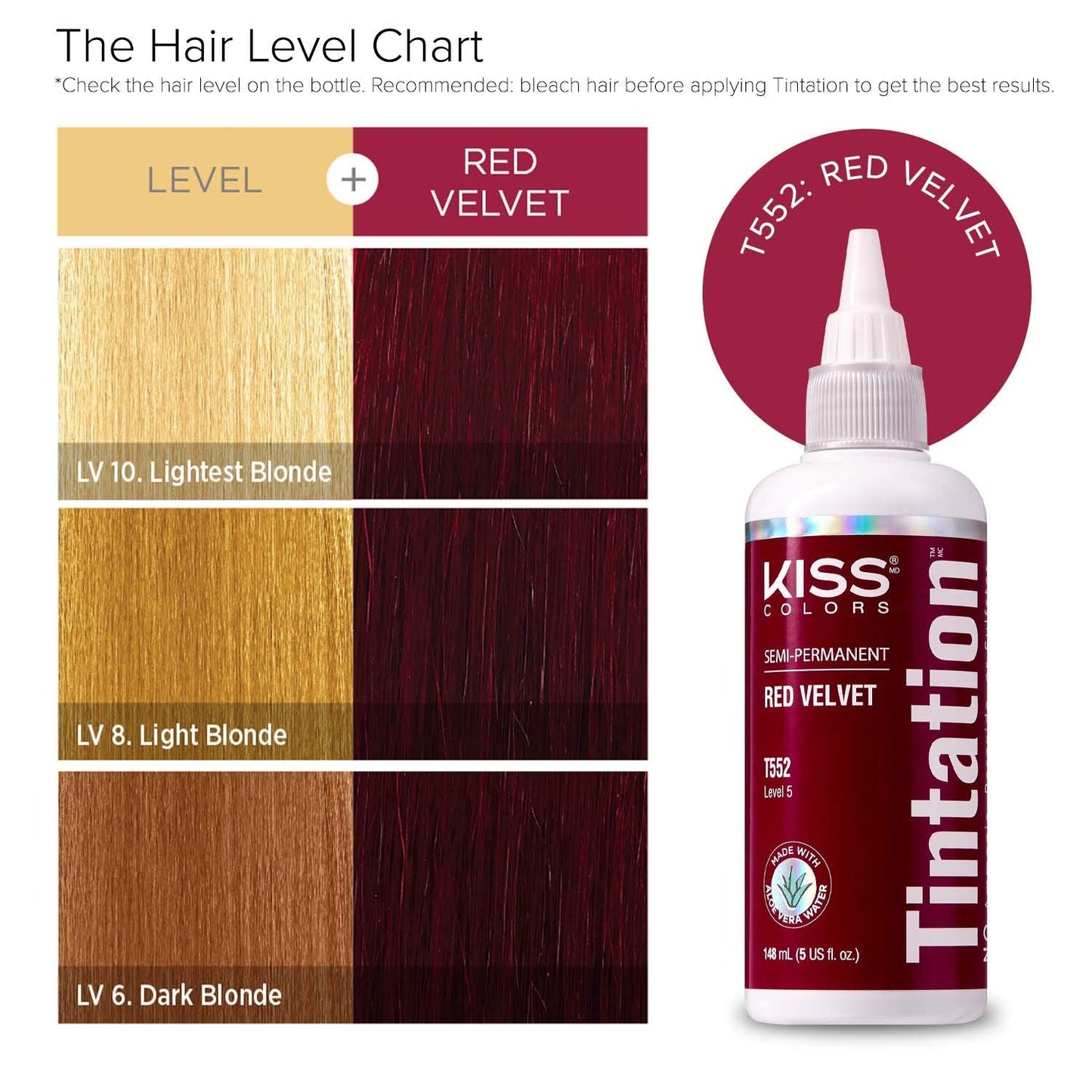 Red by Kiss Tintation Semi-Permanent Hair Color, Aloe Vera Water Based, Argan Oil, Olive Oil, Collagen & Keratin, Long-Lasting Color Dye (Red Velvet Beauty & Personal Care Red by Kiss