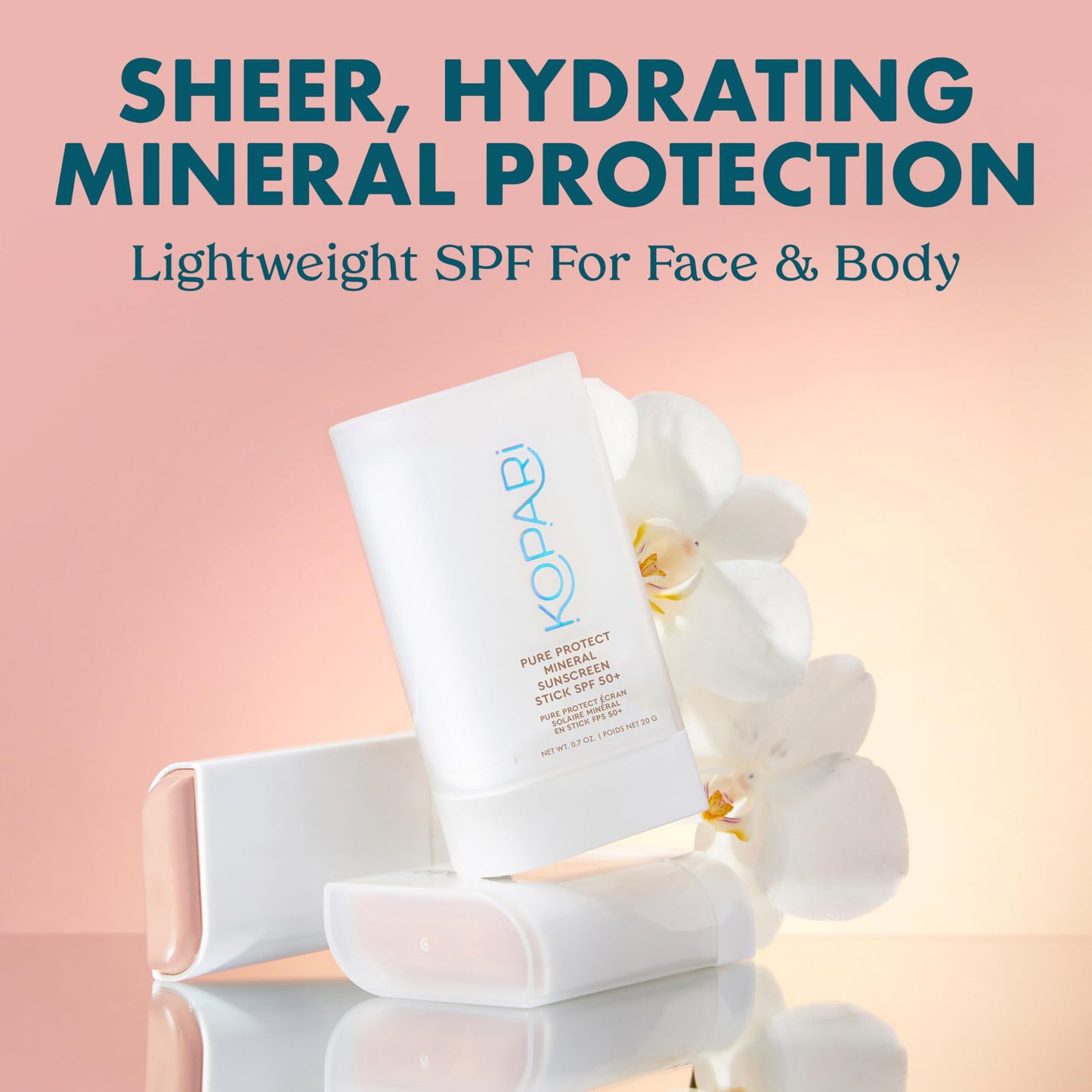 Kopari PURE PROTECT 100% Mineral Sunscreen Stick SPF 50+ Clear Zinc Oxide Face and Body Sunscreen with Hydrating Argan Oil, Shea Butter, Sheer Finish Beauty & Personal Care Kopari