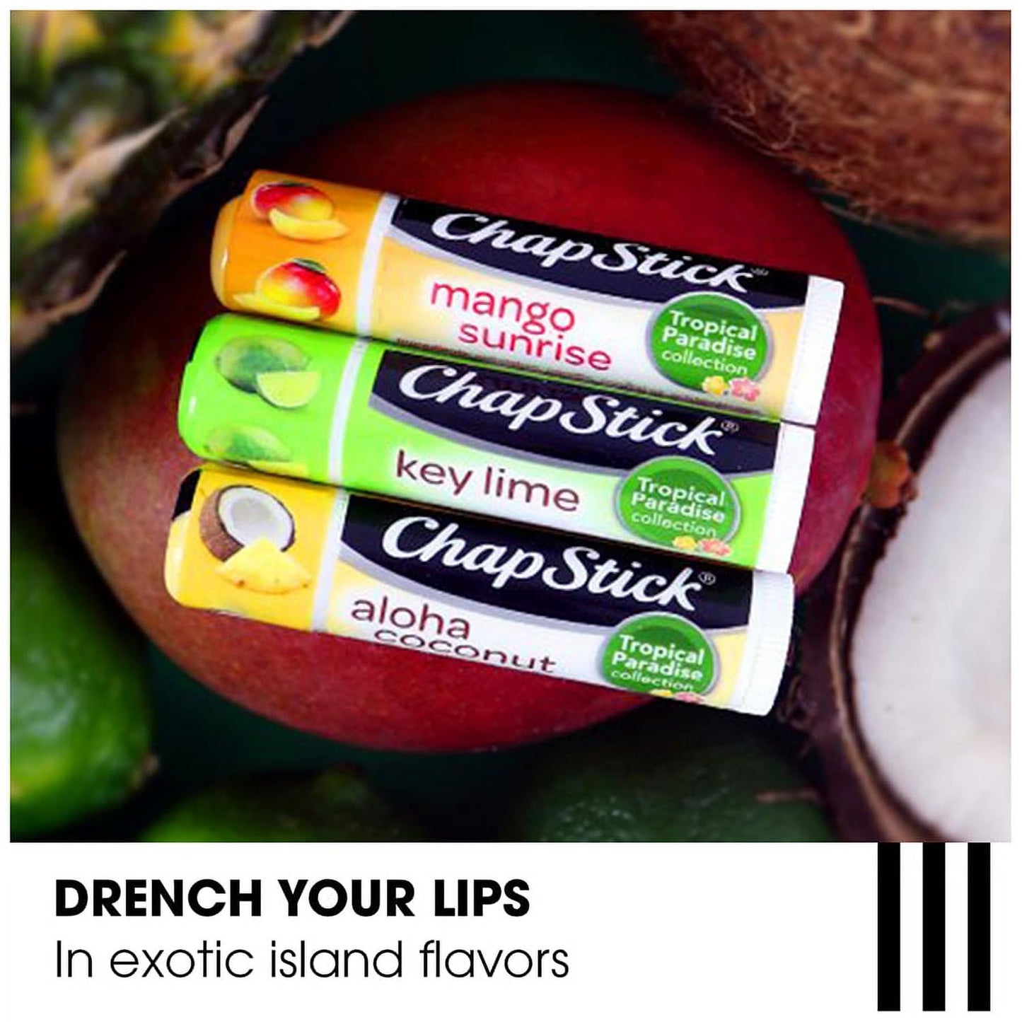 ChapStick Lip Care Set, Tropical Paradise Collection 3-Pack - Mango Sunrise, Key Lime & Aloha Coconut Lip Balm, 0.15 Oz Ea Beauty & Personal Care ChapStick