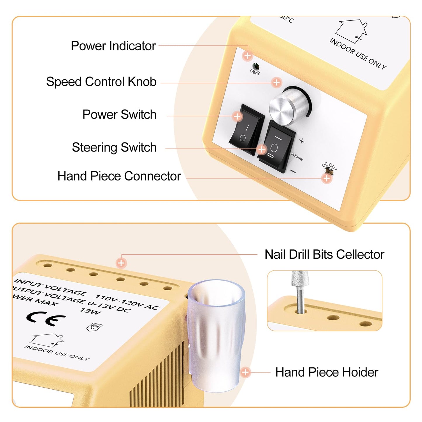 Jiasheng Professional Nail Drill, 20000rpm Electric Nail Drill Machine, Electronic Nail File Drills for Acrylic Nails Gel Nails Manicure Pedicure Beauty & Personal Care JIASHENG