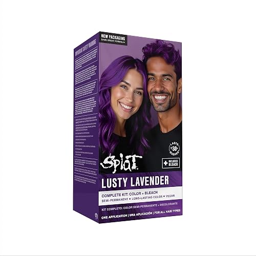 Splat Lusty Lavender Semi Permanent Hair Dye Kit with Bleach, 1 Application, Includes Purple Hair Dye, Oxide & Bleach Powder, Vegan & Cruelty Free Beauty & Personal Care Splat