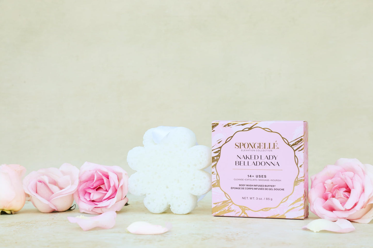 Spongelle Naked Belladona Elevation Body Buffer - Bath & Shower Loofah for Women - Cleanse, Exfoliate, and Nourish in one Easy Step - Cruelty-Free Beauty and Personal Care SPONGELLÉ