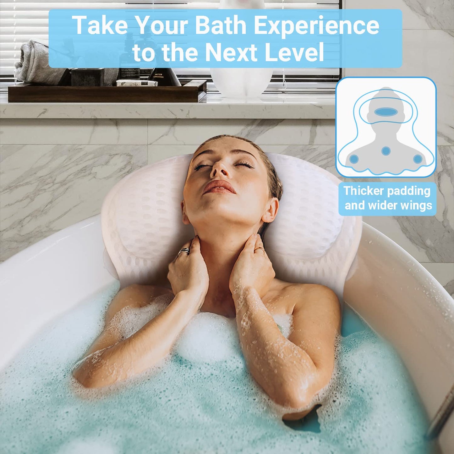 Bath Pillow Luxury Bathtub Pillow - Bath Pillows for Tub Neck and Back Support, Ergonomic Tub Pillow for Bath with 4D Air Mesh + 6 Strong Suction Beauty and Personal Care Aleponna