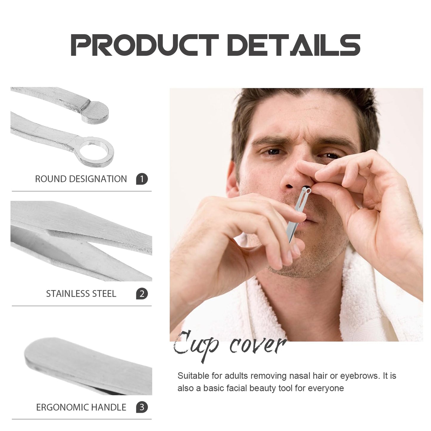 Precision Nose Hair Tweezer Stainless Steel Round Head Grooming Scissor Eyebrow Clippers Trimmer for Safely Trim Nose and Ears (Silver) Beauty and Personal Care EXCEART