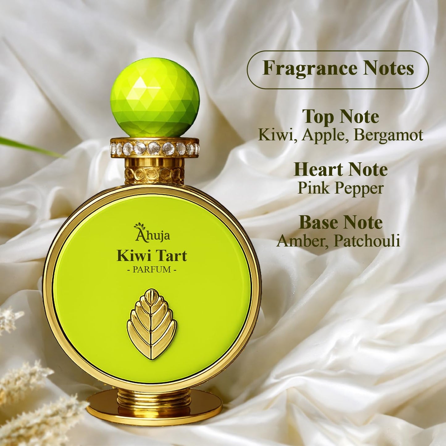 AHUJA Kiwi Tart - 3.4 oz Parfum | Unisex Fresh Spicy Fruity Scent | 30% Long Lasting Oil | Kiwi, Apple, Bergamot, Pink Pepper, Amber, Patchouli | Beauty & Personal Care AHUJA