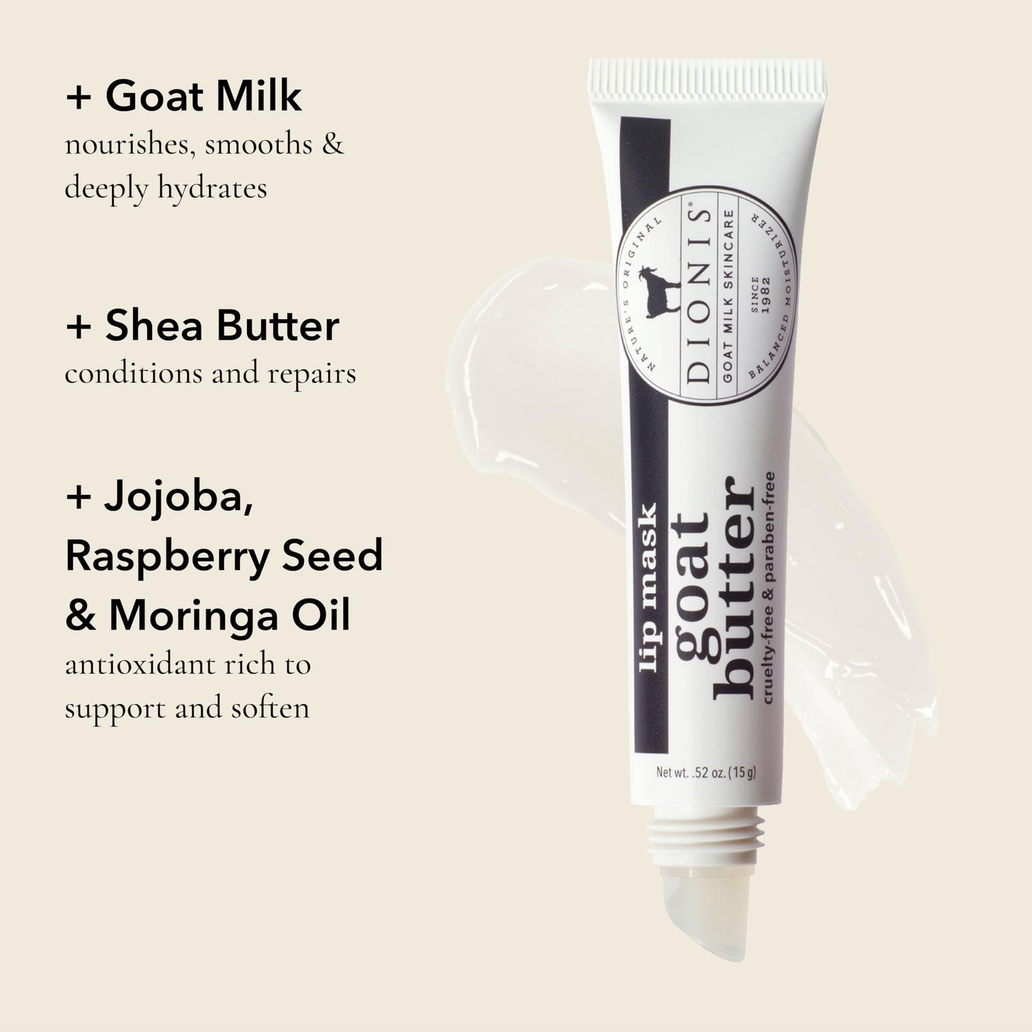 Dionis Goat Butter Lip Mask - Hydration Lip Treatment with Gentle Exfoliation, Conditioning Lip Mask with Shea Butter, Jojoba Oil, Raspberry Seed Oil Beauty and Personal Care Dionis