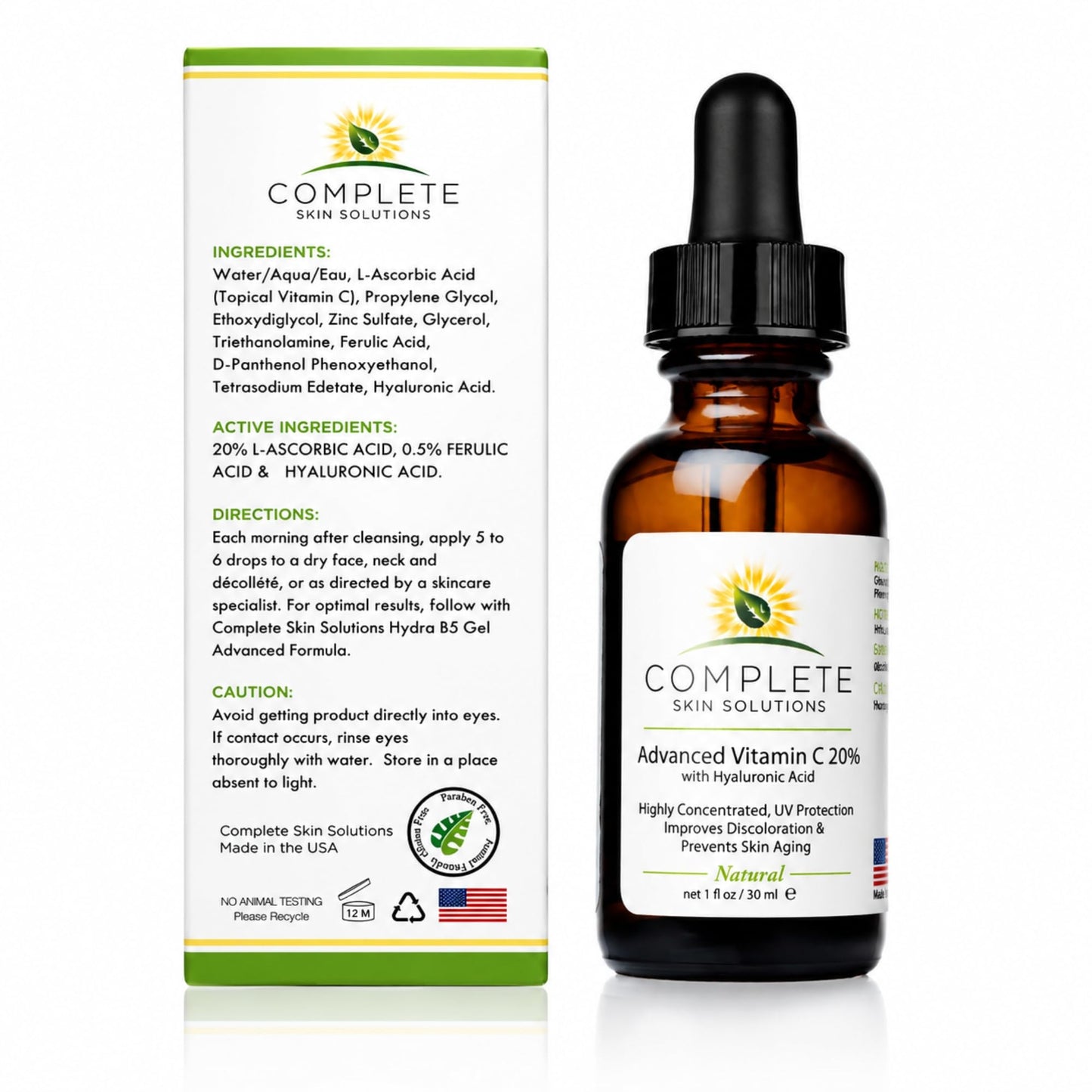 Complete Skin Solutions Advanced Vitamin C 20% Serum With Hyaluronic Acid Beauty & Personal Care COMPLETE SKIN SOLUTIONS