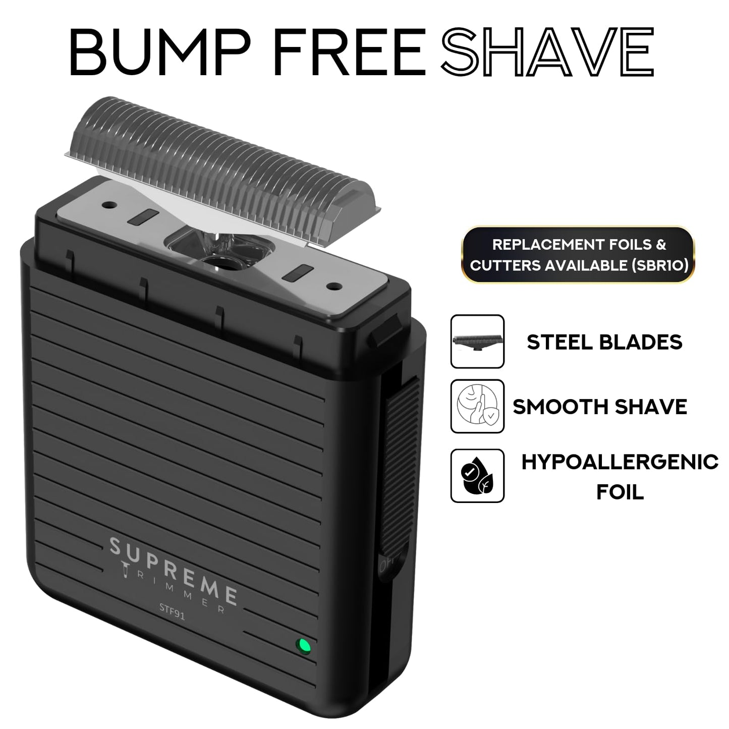 Supreme Trimmer Solo Lite Foil Shaver for Men - Rechargeable Electric Razor + 90 Min Runtime, Type-C USB Fast Charging - Lightweight Travel Shaver Beauty and Personal Care Supreme Trimmer