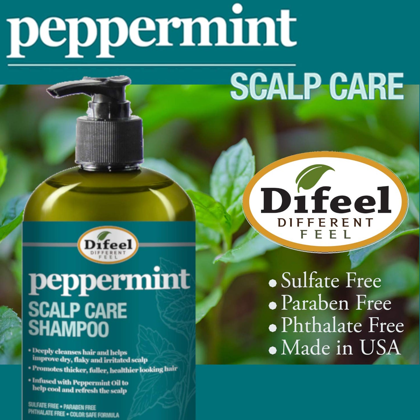 Difeel Peppermint Scalp Care 3-PC Hair Care Set - Includes Shampoo 12oz, Hair Mask 12oz, and Hair Oils 8oz Beauty & Personal Care Difeel