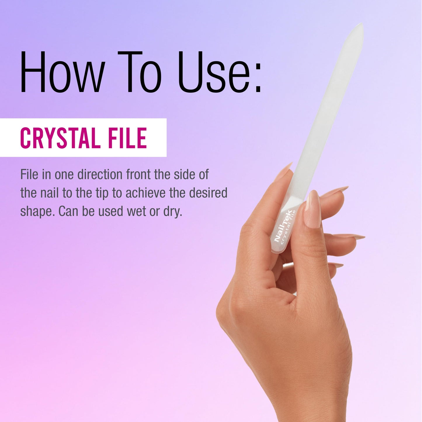 Nail Tek Crystal File - Glass Nail File with Case, Durable and Gentle for Healthy Nails and Cuticles - Travel-Friendly Design, Fuchsia, Medium 5" Beauty & Personal Care Nail Tek