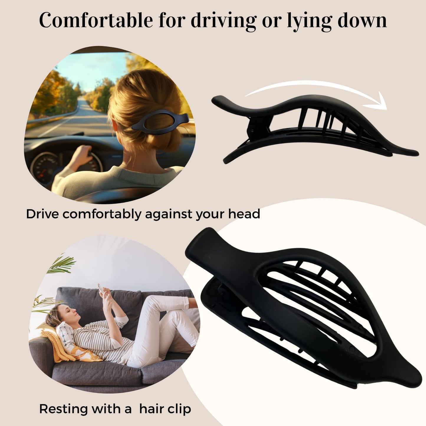 8 Pack Flat Black Hair Clips for Women - Large Matte No-Slip Flat Black Claw Clips for Thick & Thin Hair, Strong Hold French Styling Accessories Beauty and Personal Care CENTSTAR