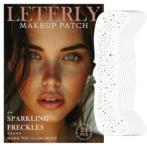 Leterly 24 Pcs Glitter Freckles Face Tattoo,Brown Face Glitter Makeup Patches Cute Sparkle Freckles Patches Waterproof Makeup Speckles for Face Beauty & Personal Care Leterly