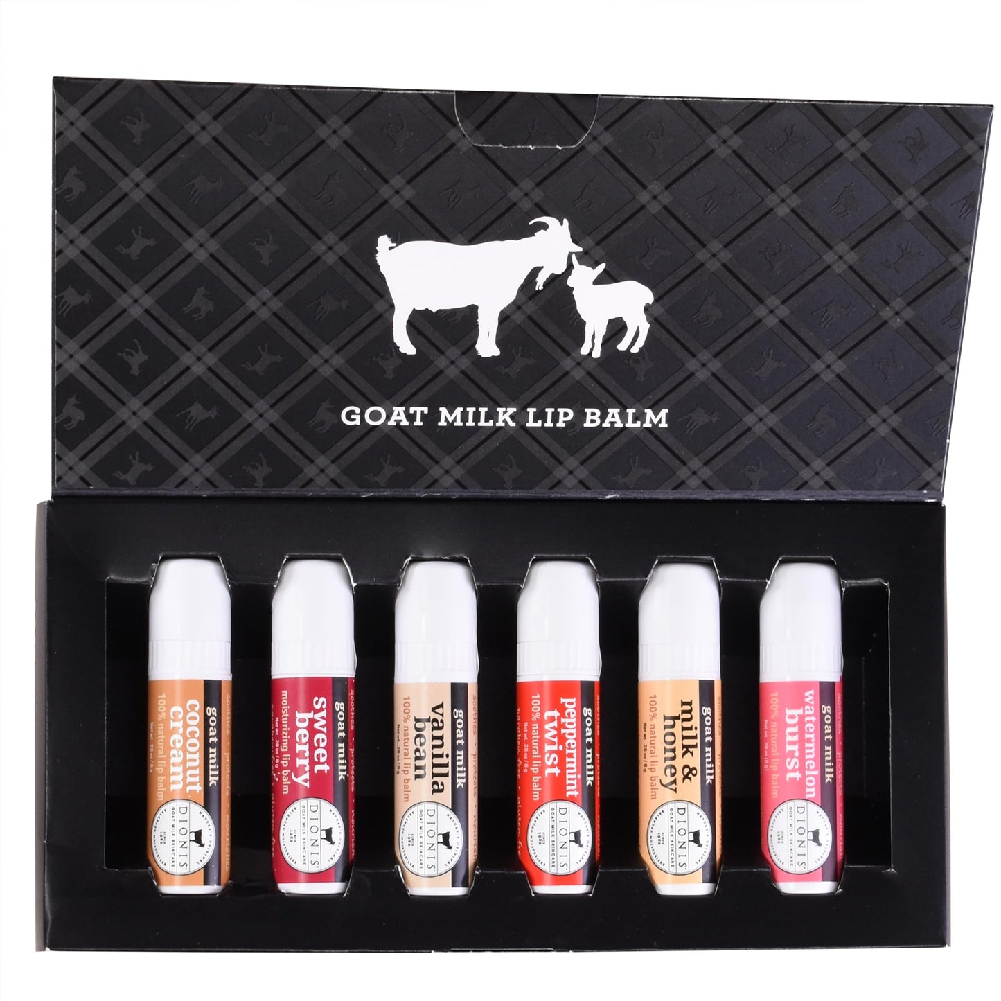 Dionis Goat Milk Deluxe Lip Balm Set - Moisturizing for Dry, Chapped, Lips, Conditioning with Beeswax, Shea Butter, Coconut Oil - Assorted 0.28oz Beauty and Personal Care Dionis