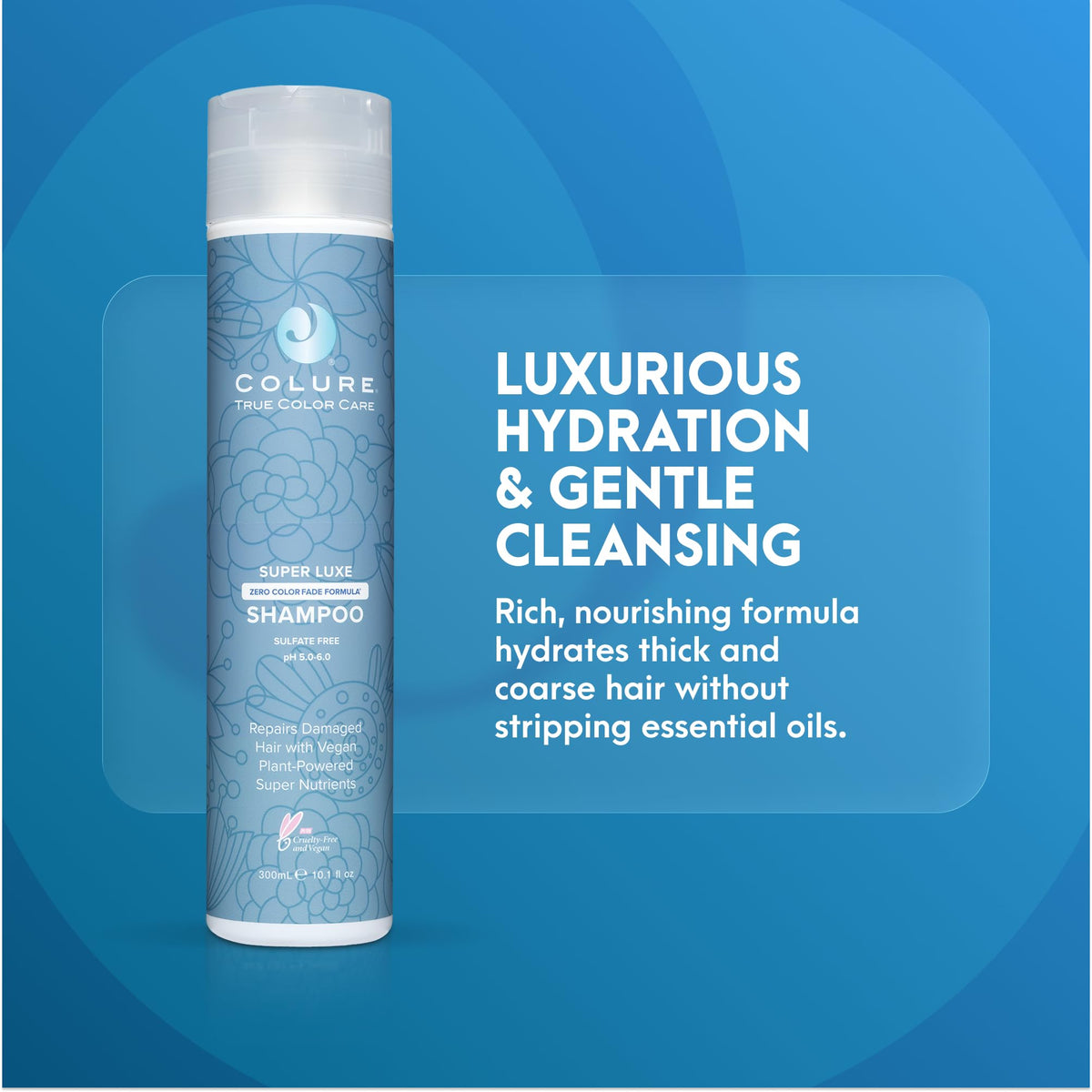 COLURE Super Luxe Shampoo 10 oz - Ultra Moisturizing Sulfate Free Cleanser for Thick Coarse Curly Hair Anti Frizz