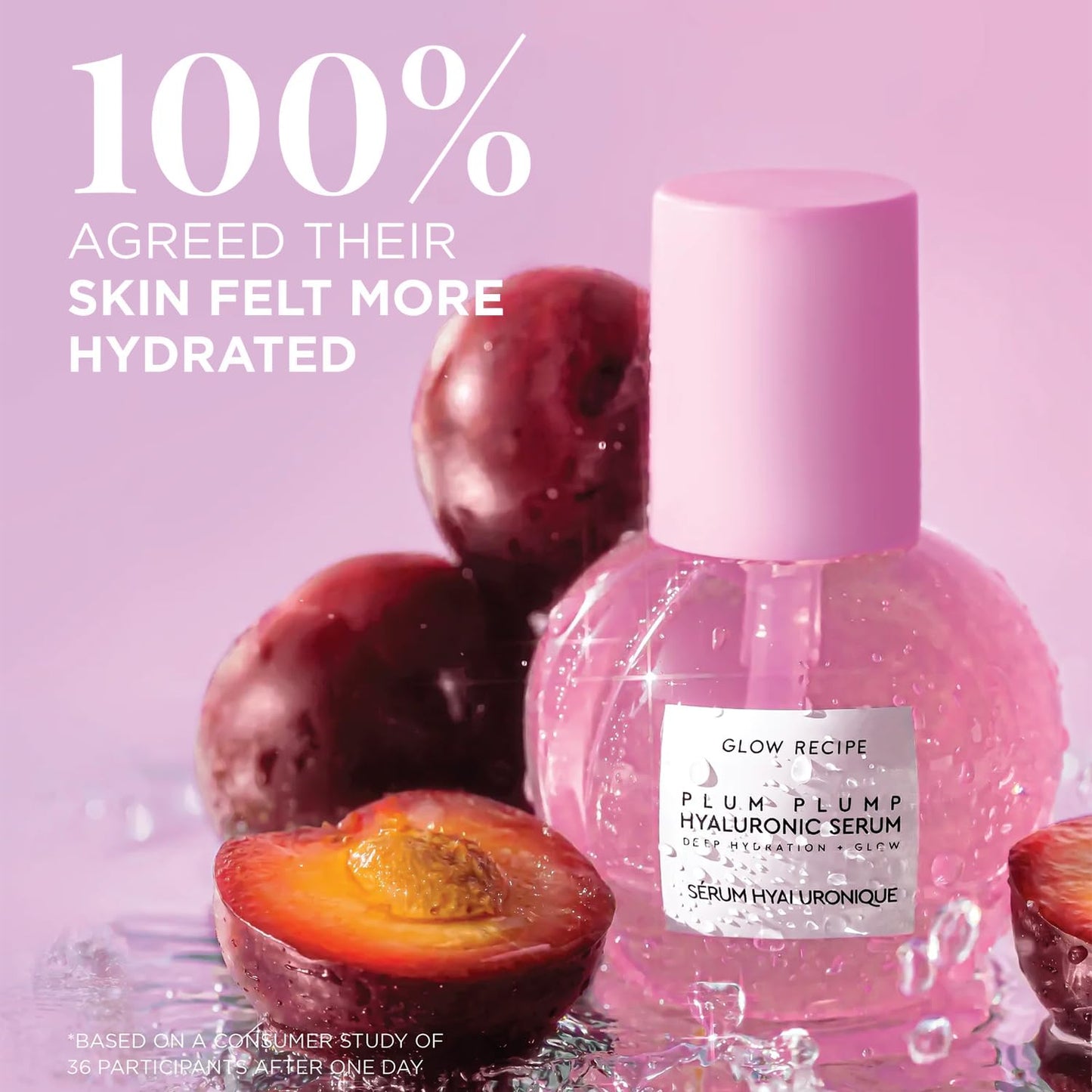 Glow Recipe Plum Plump Hyaluronic Acid Serum, Hydrating + Plumping Face Serum, Korean Serum with Vitamin B5, Barrier Support + Antioxidants, Vegan Beauty & Personal Care Glow Recipe