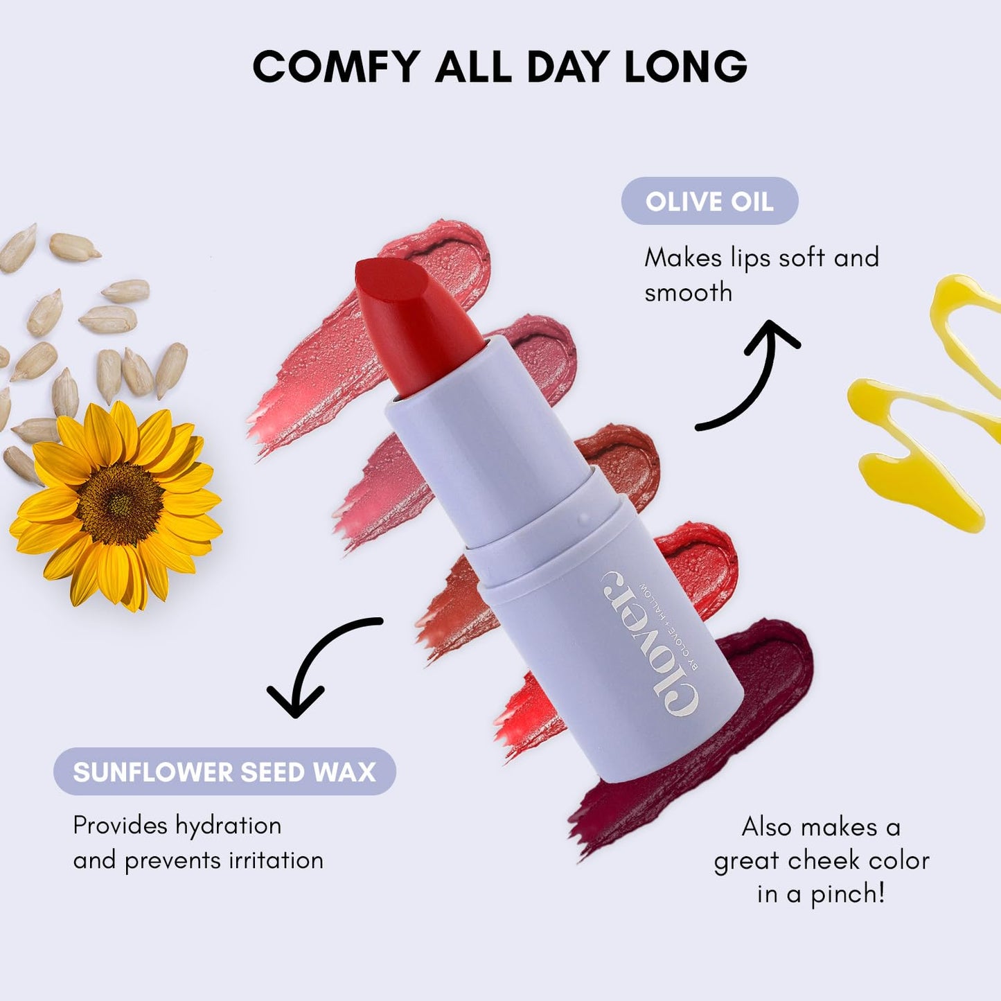 Clover Comfy Matte Lipstick | Non Drying Lipstick, Moisturizing And Lightweight, High Pigmented stick | Cruelty-Free & Vegan Lip Makeup | Shade - Beauty & Personal Care Clover