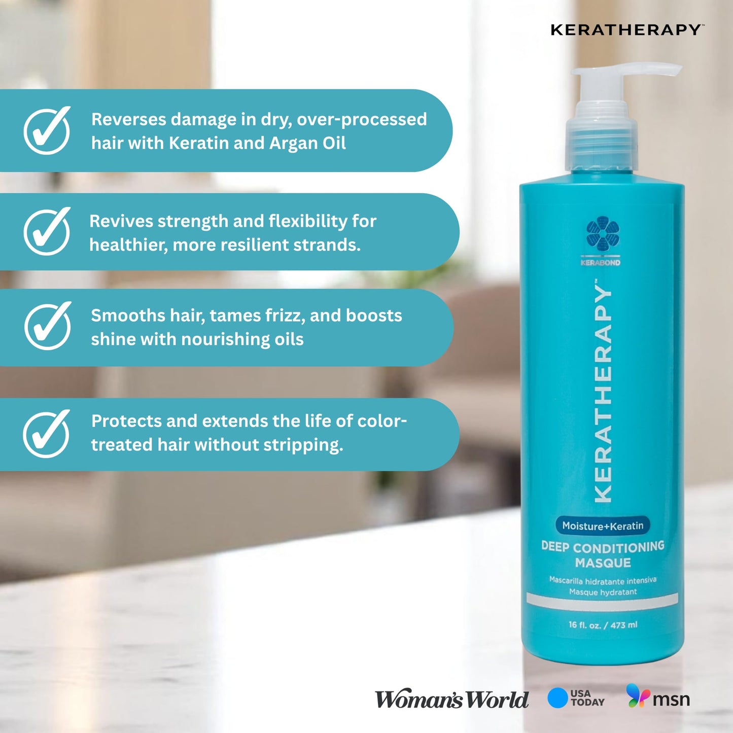KERATHERAPY Keratin Infused Deep Conditioning Masque, 16.9 fl. oz., 500 ml - Moisturizing Hair Deep Conditioning Treatment with Kerabond, Jojoba Oil Beauty & Personal Care KERATHERAPY