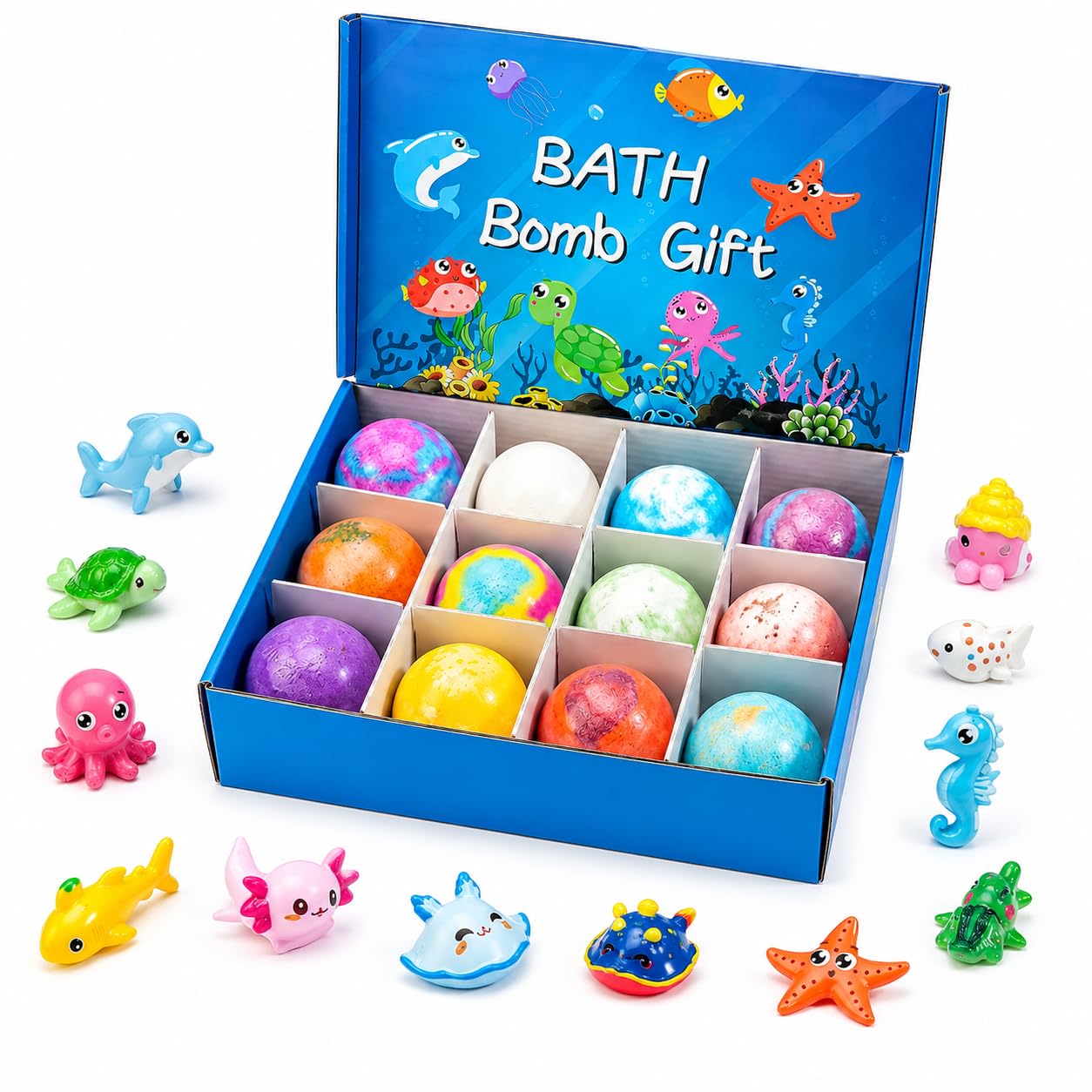 Bath Bombs with Toys Inside, 12 Pack Kids Bath Bombs with Surprise Inside, Play Fizz Bubble Bath Ball, Natural Organic Non Toxic Bath Bomb Gift Set Beauty and Personal Care Jaolee