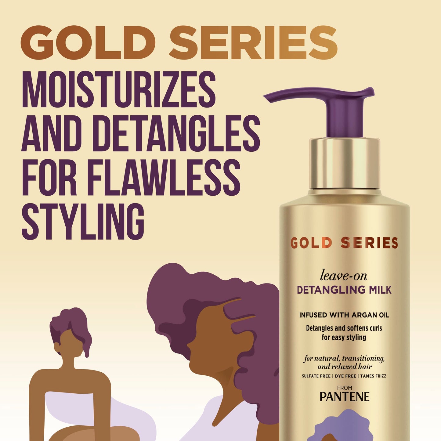 Pantene Gold Series Detangling Milk Hair Treatment for Curly Hair, Natural and Textured Hair, 7.6 Fl Oz Leave-On Hair Detangler Infused with Rich Beauty & Personal Care Pantene