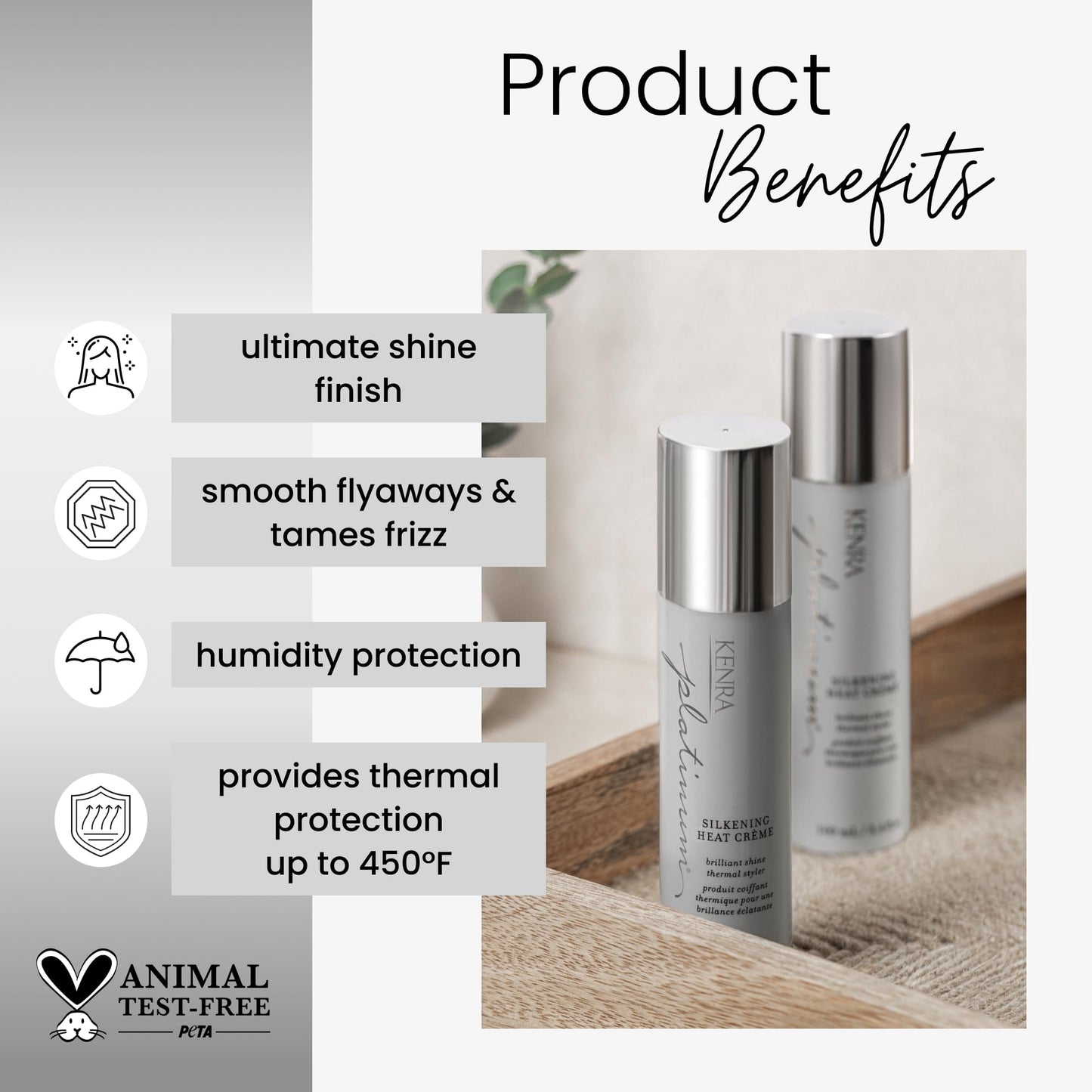 Kenra Platinum Silkening Heat Crème | Brilliant Shine Thermal Styler | Reduces Hot Tool Passes by 50% | Prevents Breakage & Improve Manageability | Beauty & Personal Care Kenra