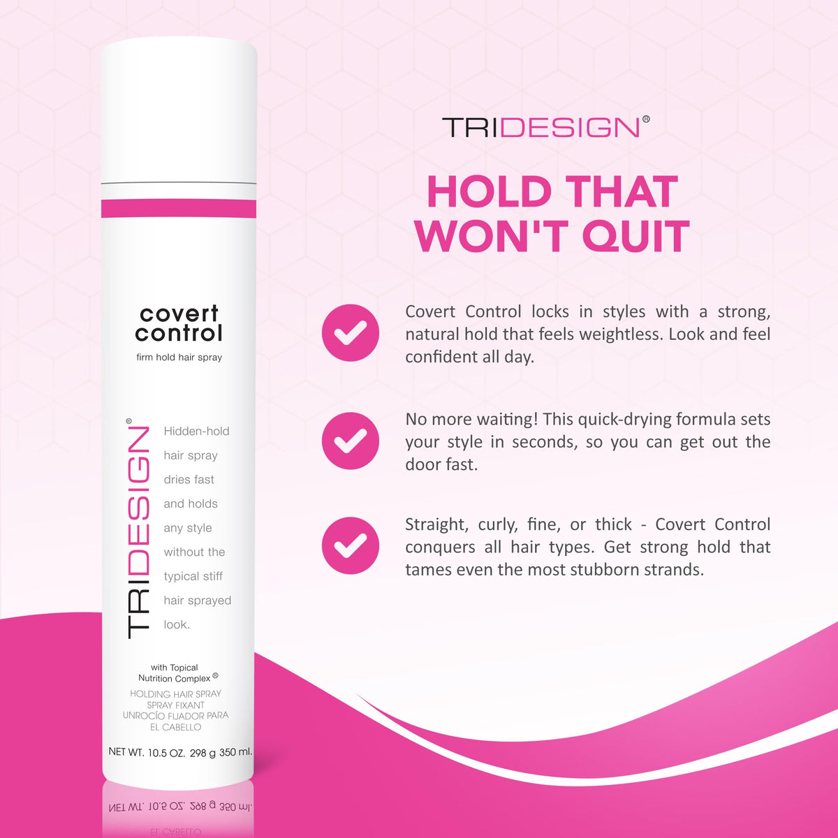 TRI Design Covert Control - Fast-Drying Hairspray for Women and Men, Strong Hold and Hair Setting, Provides Hidden Control, 10.5 Oz Beauty & Personal Care TRIDESIGN