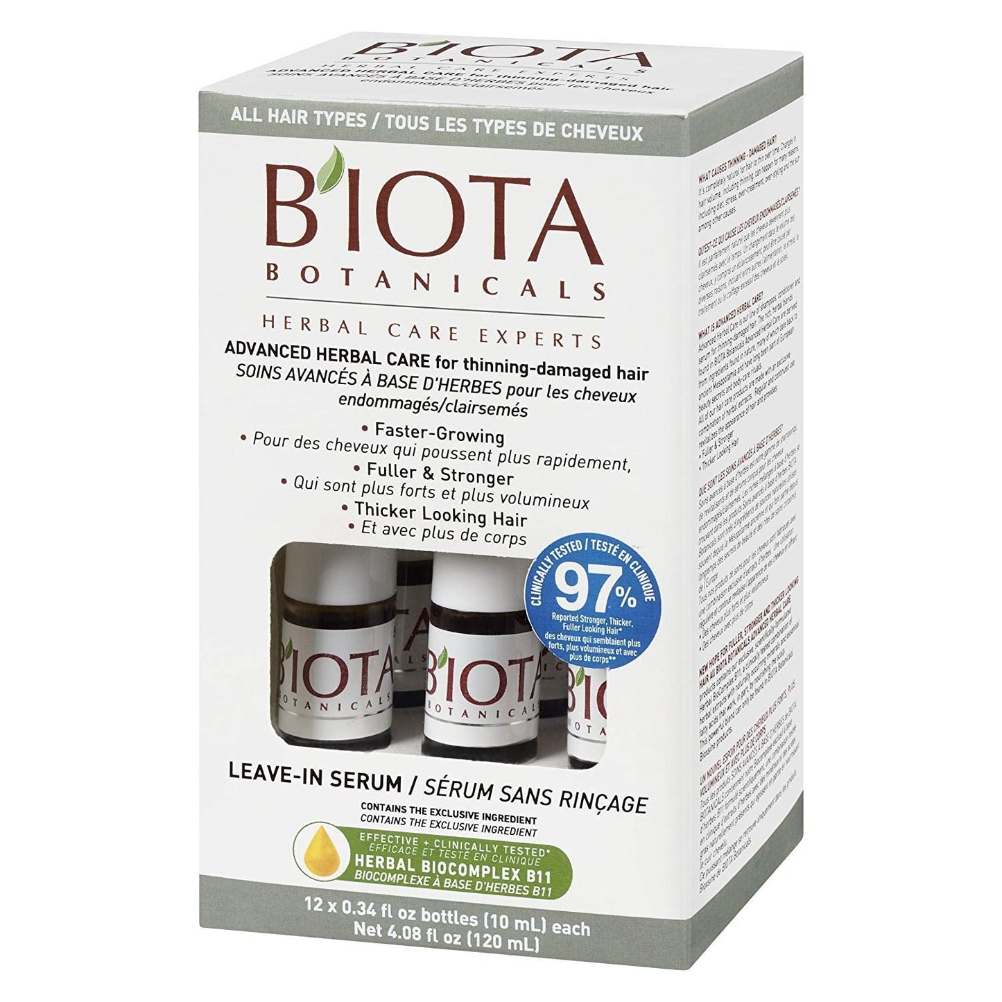 BIOTA BOTANICALS ADVANCED HERBAL CARE LEAVE-IN SERUM,12 count ,0.34 oz. Beauty & Personal Care Biota