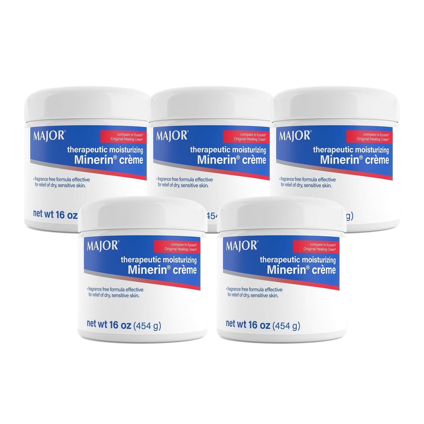 MAJOR Therapeutic Moisturizing Minerin Créme - Body Cream Moisturizer for Dry Skin - Fragrance-Free - 16 Oz. (5 Pack) Beauty & Personal Care MAJOR