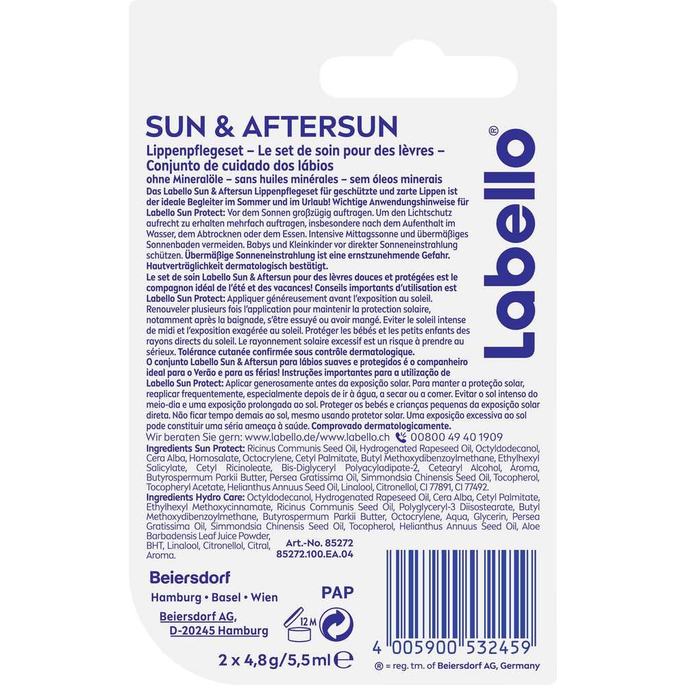 Labello Sun & Aftersun Lip Balm Set Beauty and Personal Care Labello