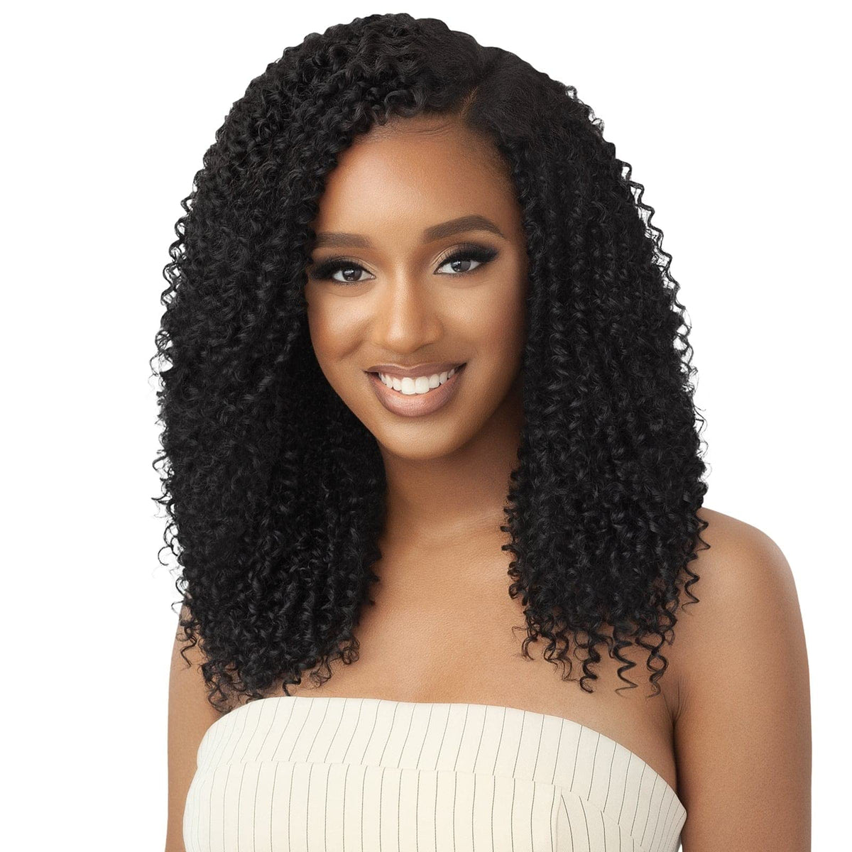 Outre Big Beautiful Human Hair Blend U Part Cap Leave Out Wig PASSION COILS 20" (DRCHILAT)
