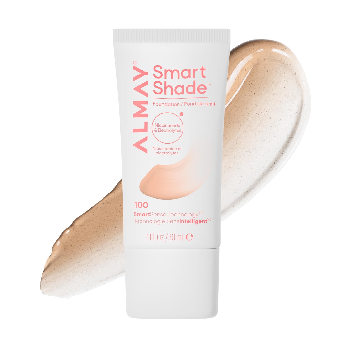 Almay Smart Shade™ Foundation, Oil-Free, Non-Comedogenic, Hypoallergenic, Vegan Face Makeup, 100 Light, 1 fl oz Beauty & Personal Care Almay