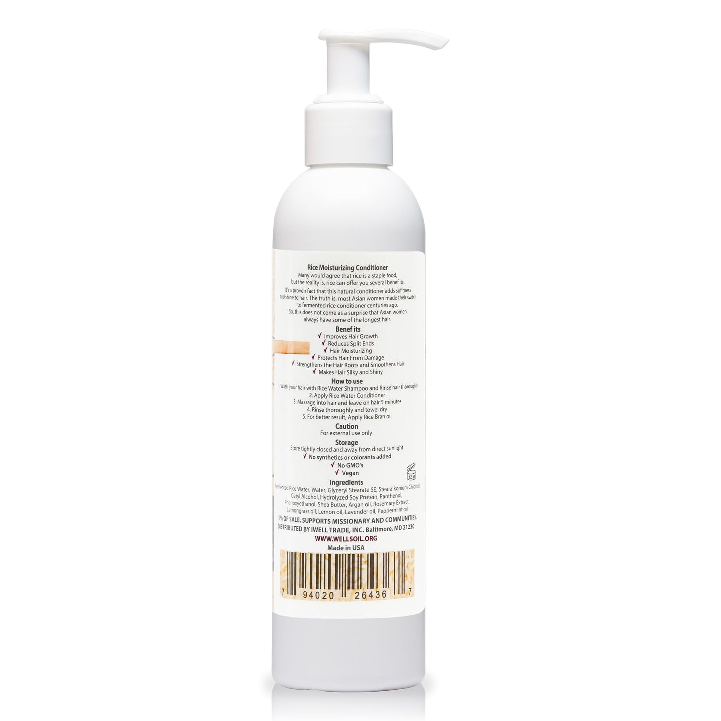 Well's Fermented Rice Water Conditioner For Hair Growth, Packed with Shea Butter, Argan, Rosemary, Lemongrass, Lavender, Peppermint, Daily Routine Beauty & Personal Care Well's Oil
