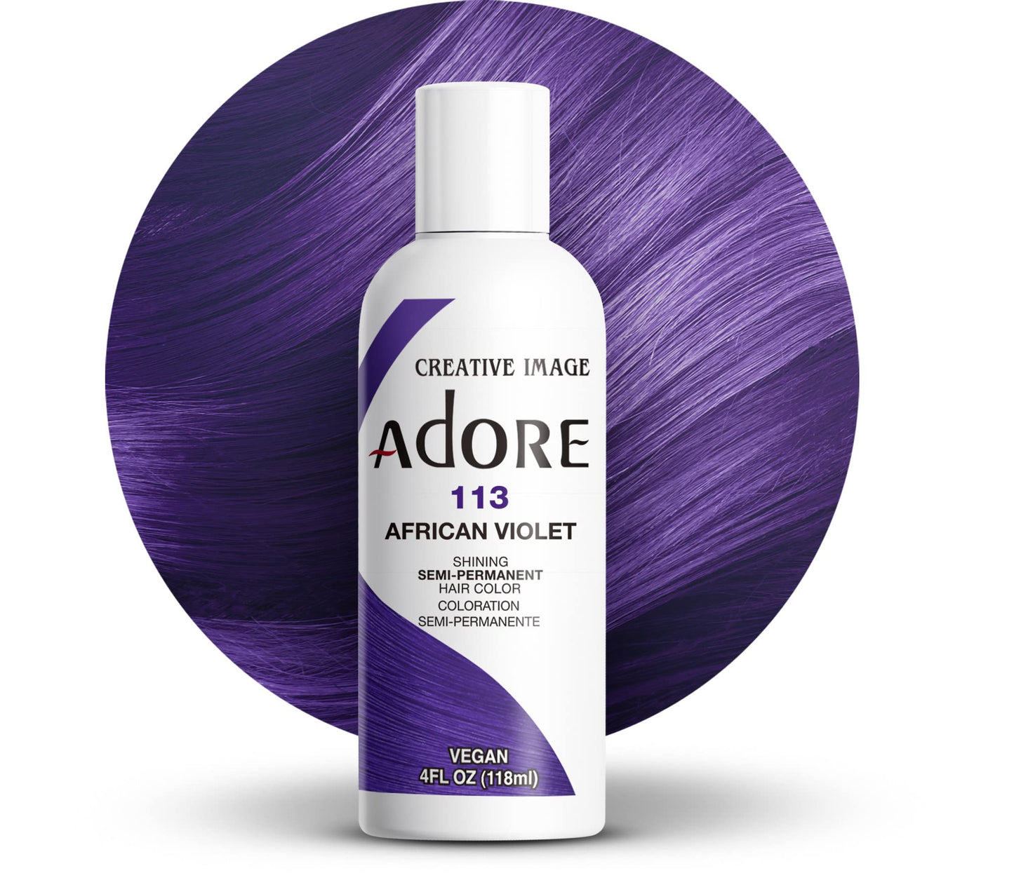 Adore Semi Permanent Hair Color (113 African Violet) | Vegan & Cruelty-Free Purple Hair Dye | No Ammonia, No Peroxide, No Alcohol | 4 Fl Oz Beauty & Personal Care Adore