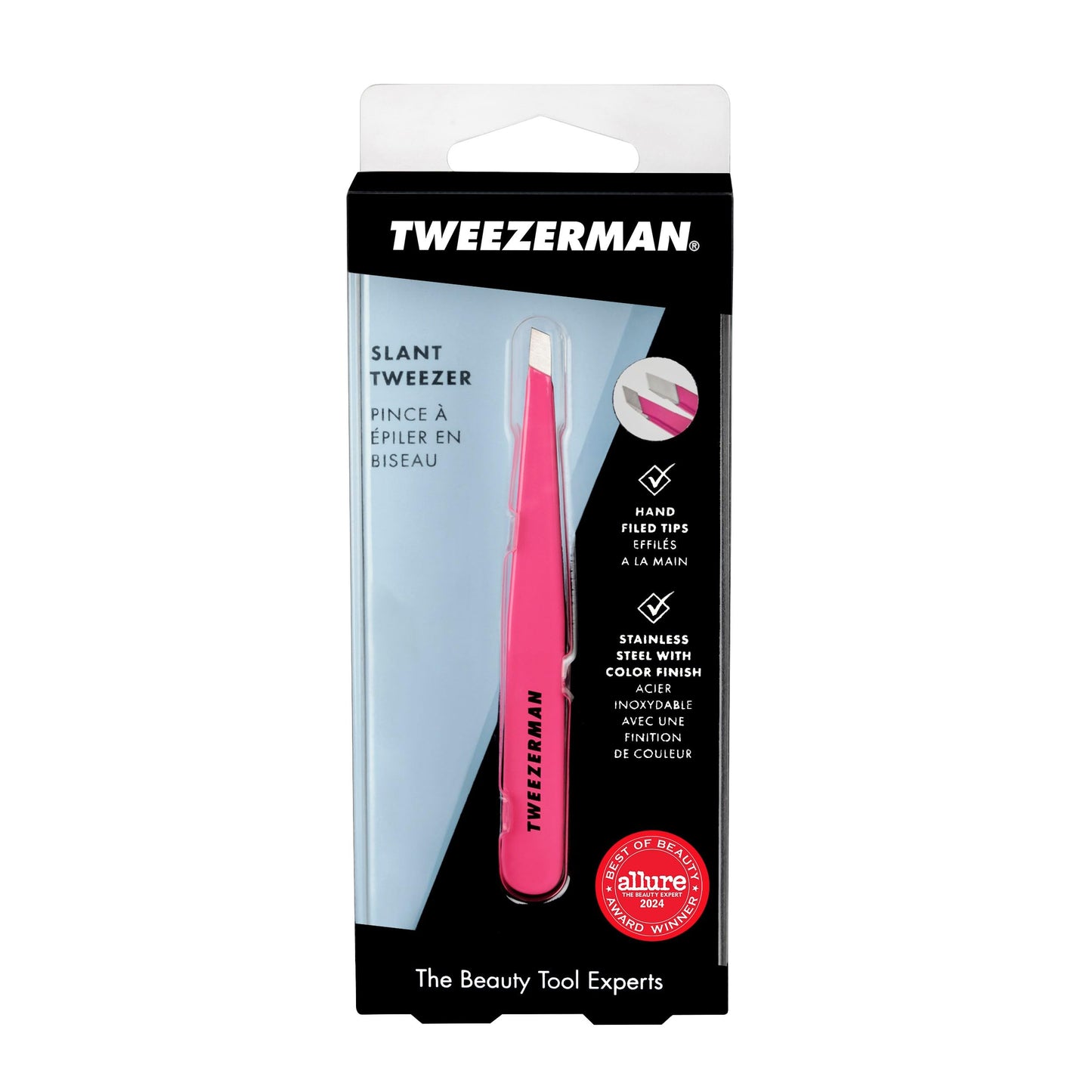 Tweezer Professional Stainless Steel Award Winning Slant, Pink (ZW-1230-NPP) Beauty and Personal Care Tweezerman