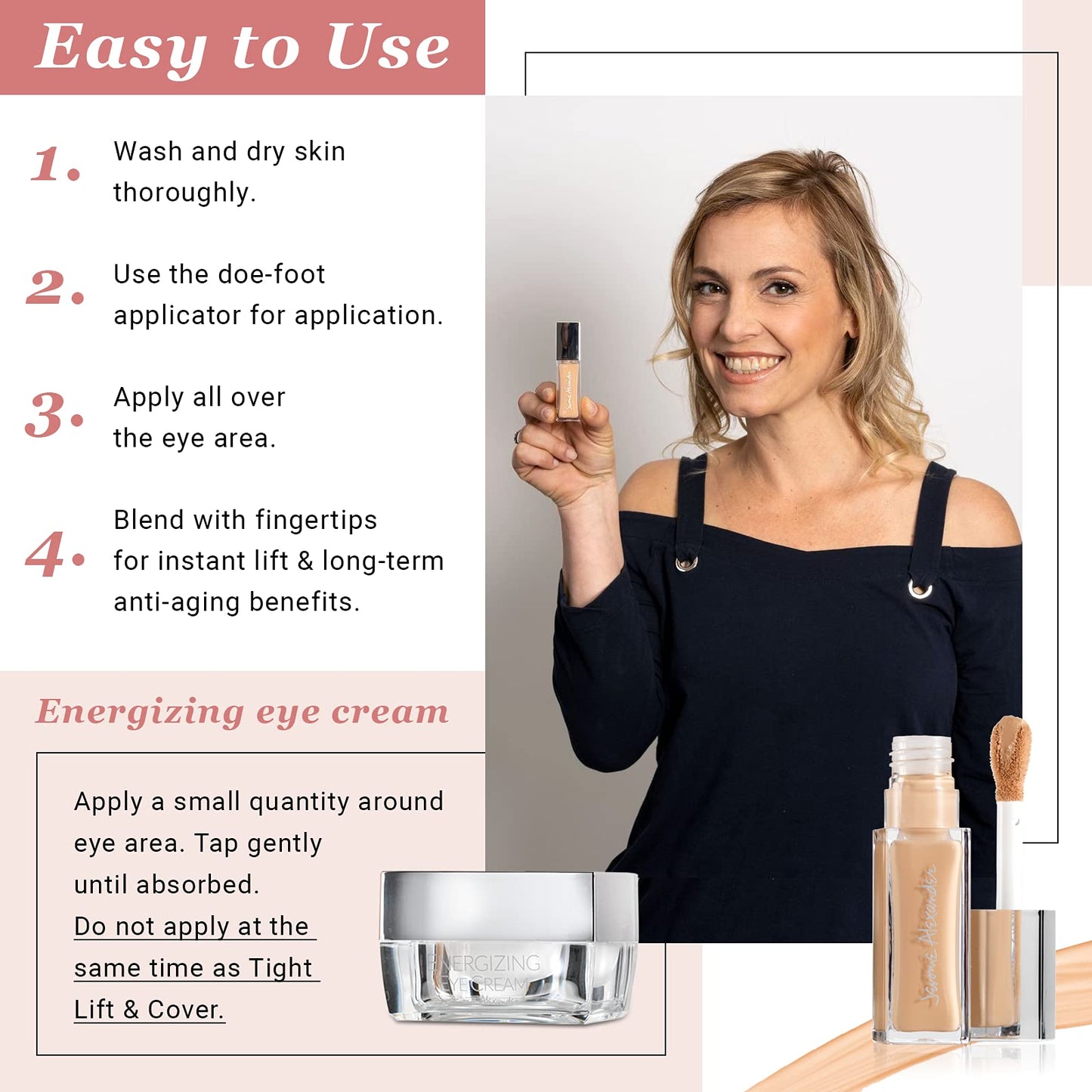 Jerome Alexander JA Basic TLC 3-in-1 Undereye Tightener & Concealer - Conceals Dark Circles, Reduces Under Eye Bags, and Minimizes the Appearance Beauty & Personal Care Jerome Alexander