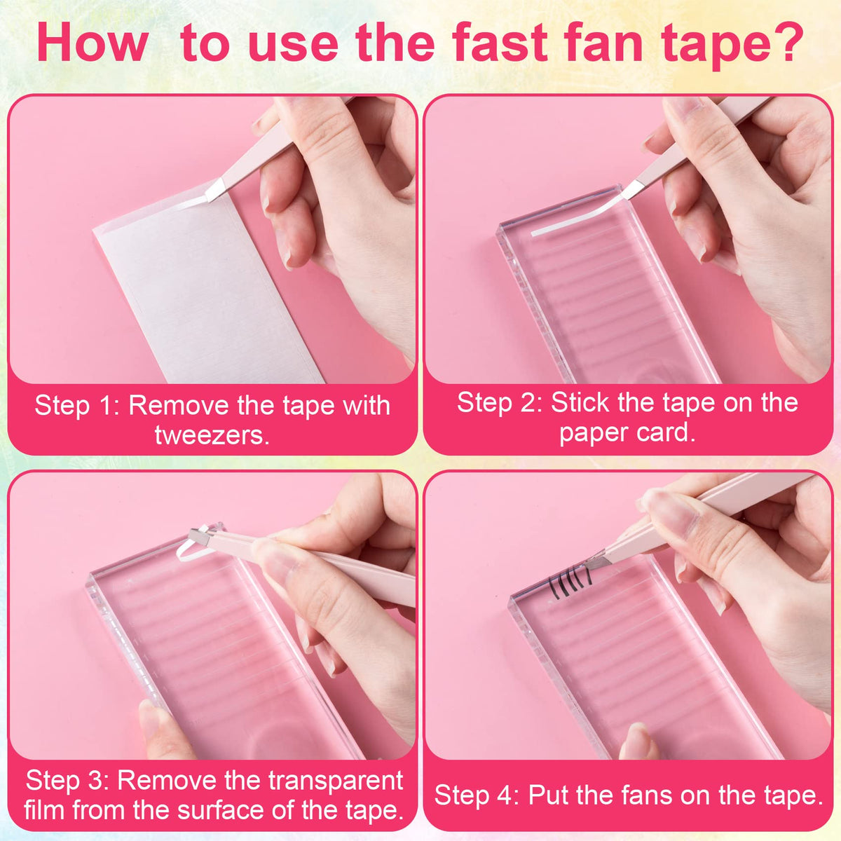 OIIKI False Eyelash Fans Paper Tape 1000pcs, Double Sided Adhesive Eyelash Fan Tape Holder Sticky Lash Strip, Eyelash Extensions Storage Tape Fast Fan Beauty & Personal Care OIIKI