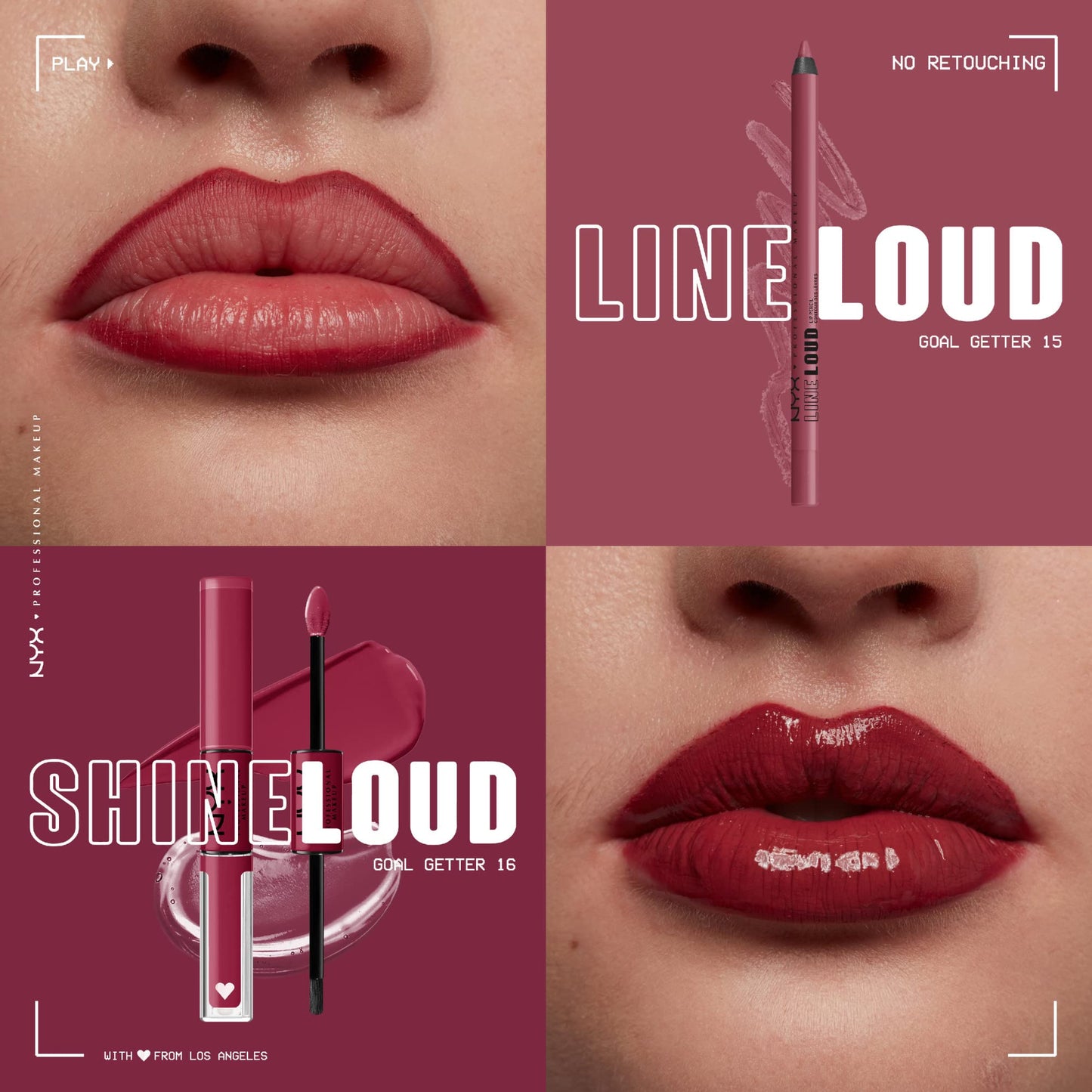 NYX PROFESSIONAL MAKEUP Line Loud Lip Liner, Longwear and Pigmented Lip Pencil with Jojoba Oil & Vitamin E - Goal Getter (Deep Raspberry) Beauty & Personal Care NYX PROFESSIONAL MAKEUP