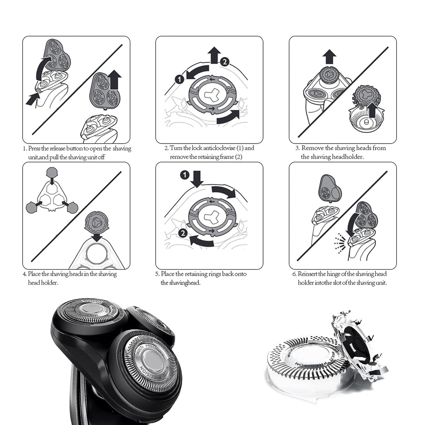 SH50/52 Replacement Heads for Philips Norelco Series 5000,Electric Shavers, Compatible with S5000,S5100,S5500 Series,6 pack Beauty and Personal Care Ruixin