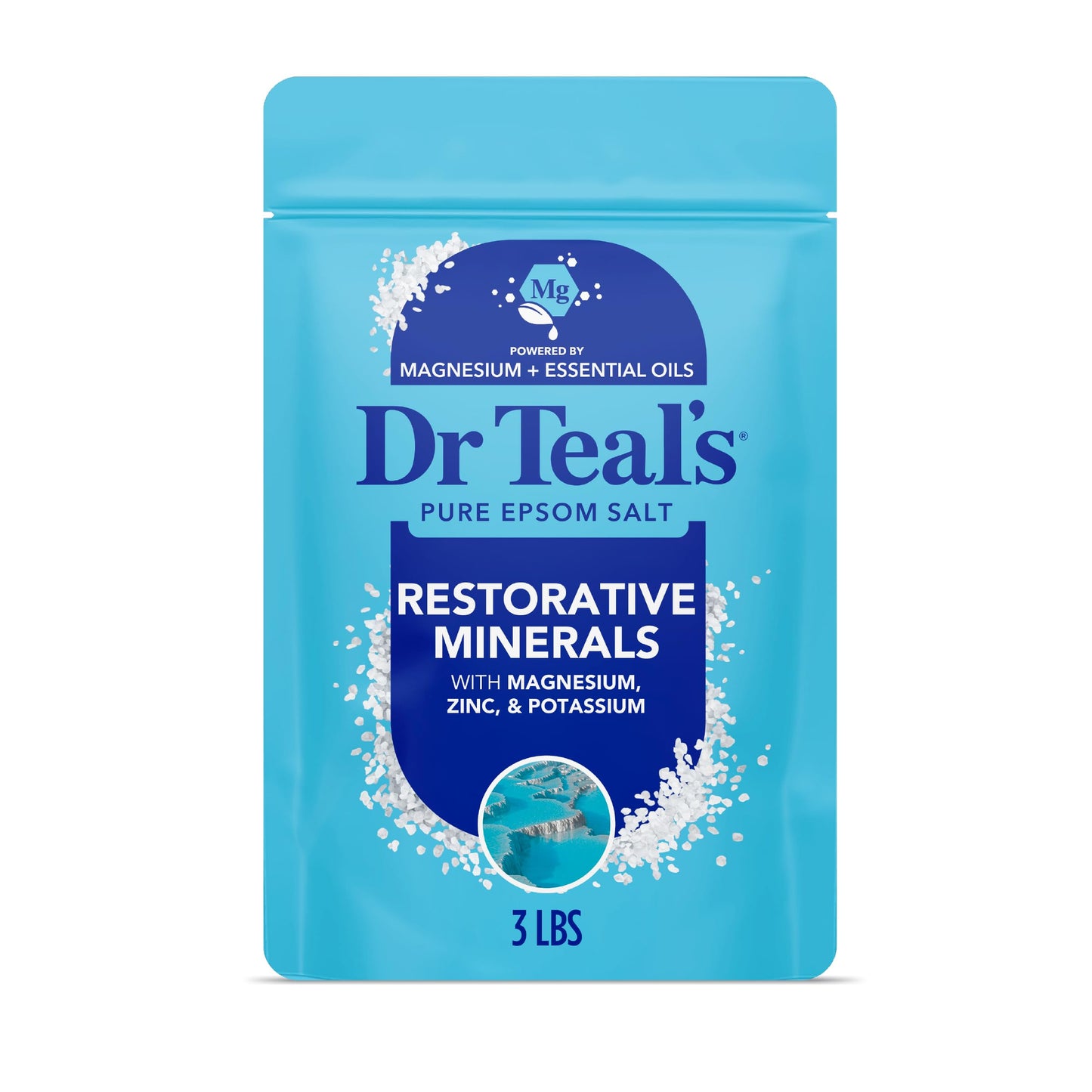 Dr Teal's Epsom Salt Magnesium Soak, Restorative Minerals with Magnesium, Potassium & Zinc, 3 lbs Beauty and Personal Care Dr Teal's