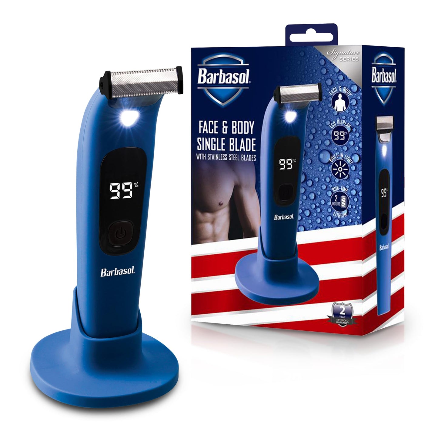 Barbasol Face and Body Shaver, Hybrid Face and Body Single Blade Shaver, Rechargeable with a 2 Hour Run Time, Wet or Dry Shave, LED Screen, Built in Beauty and Personal Care Barbasol