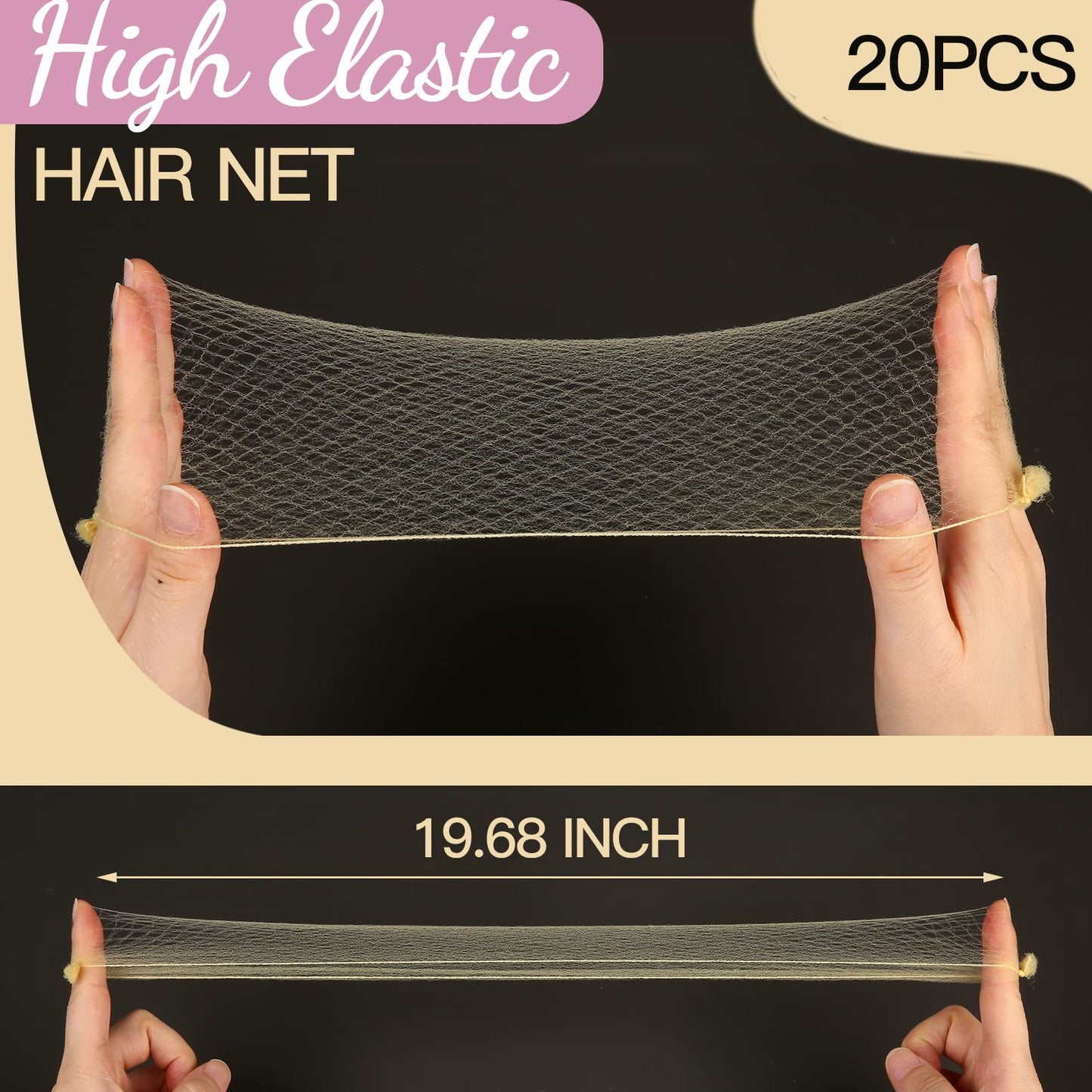 Fandamei 20PCS Hair Nets Invisible, Gold Elastic Edge Mesh, 20inch(50cm), for Bun & 40PCS U Shaped Hair Pins, Gold, 2.4inch(6cm), for Women, girls Beauty and Personal Care Fandamei