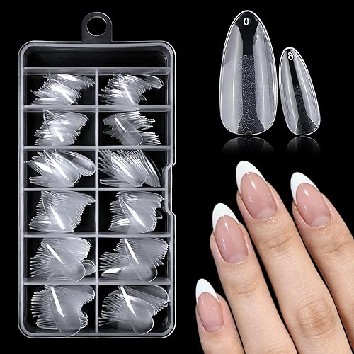 AddFavor 240pcs Almond Nail Tips Clear Full Cover Medium Length Short Almond Fake Nails Acrylic Gel Nail Tips for Salon and Home Nail Art Manicure 12 Beauty & Personal Care AddFavor