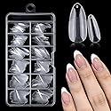 AddFavor 240pcs Almond Nail Tips Clear Full Cover Medium Length Short Almond Fake Nails Acrylic Gel Nail Tips for Salon and Home Nail Art Manicure 12 Beauty & Personal Care AddFavor