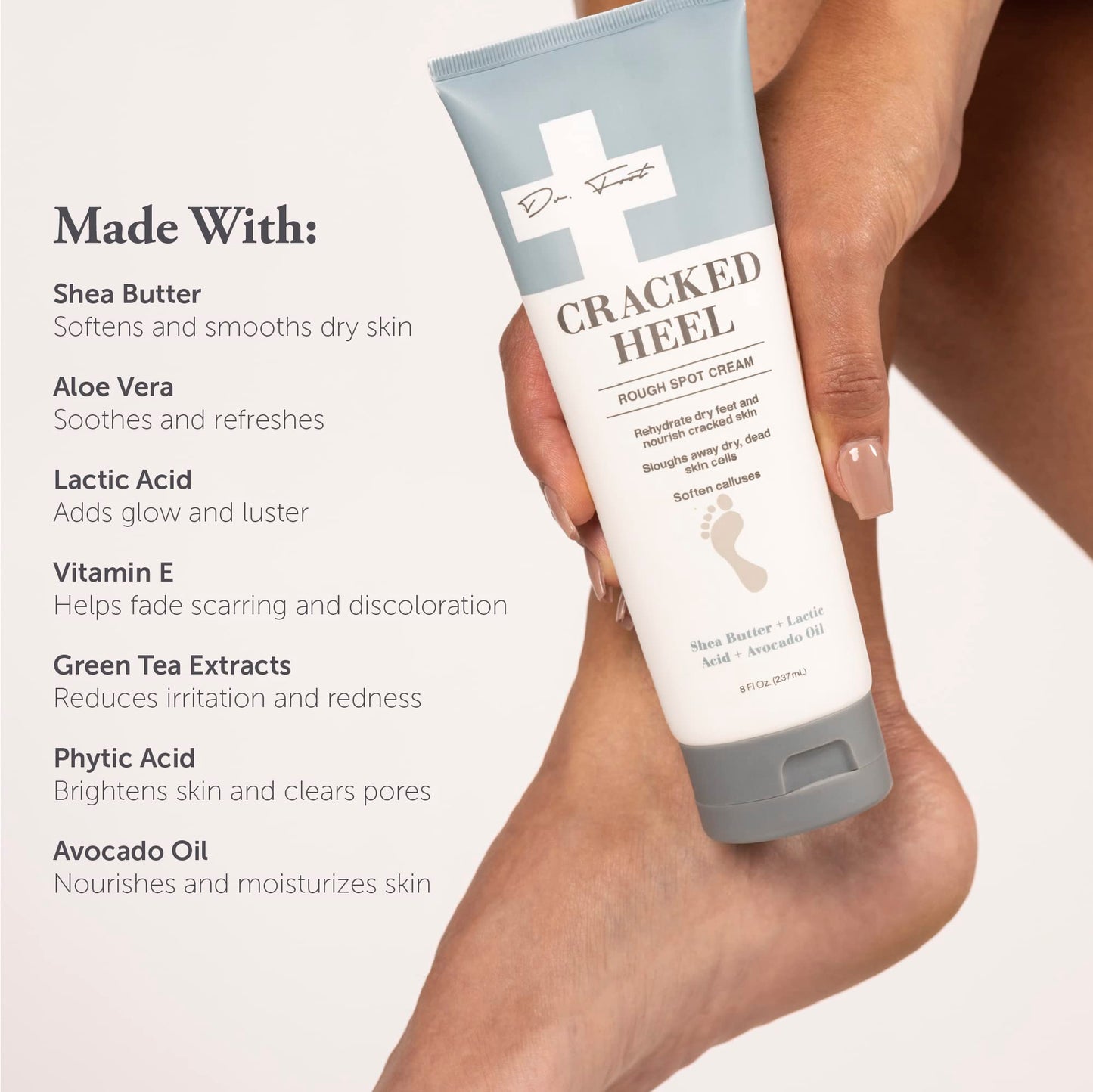Dr. Foot Cracked Heel Repair Cream 8 Fl Oz - Moisturizing Lotion with Shea Butter & Lactic Acid, Softens Calluses & Dry Skin on Feet Beauty & Personal Care Dr. Foot