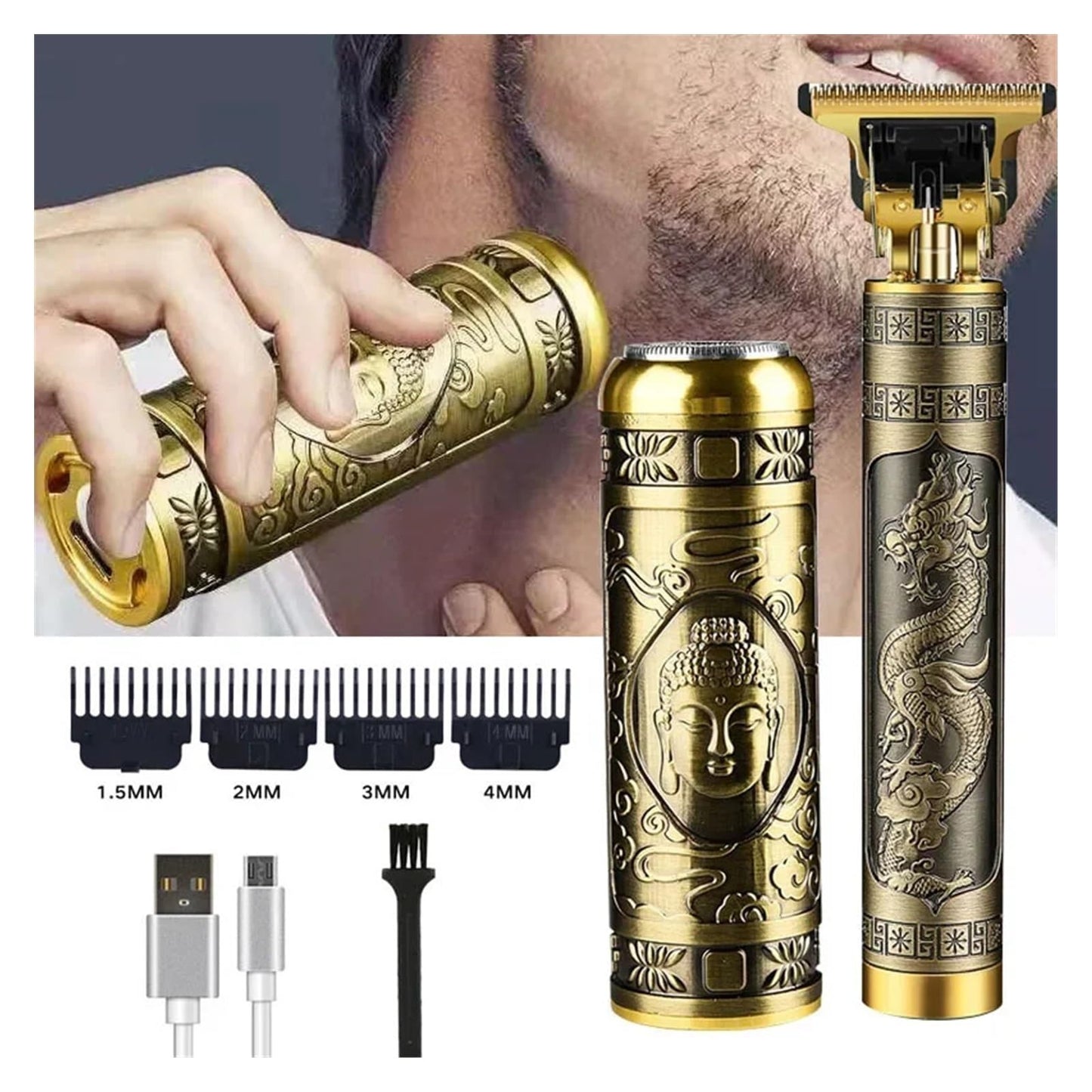 Razors Electric Shaver Vintage Hair Trimmer USB Rechargeable Shaver Men‘s Professional Hair Clipper Beard Trimmer Machine Metal Razor(Black) Beauty and Personal Care EWKYLSEM