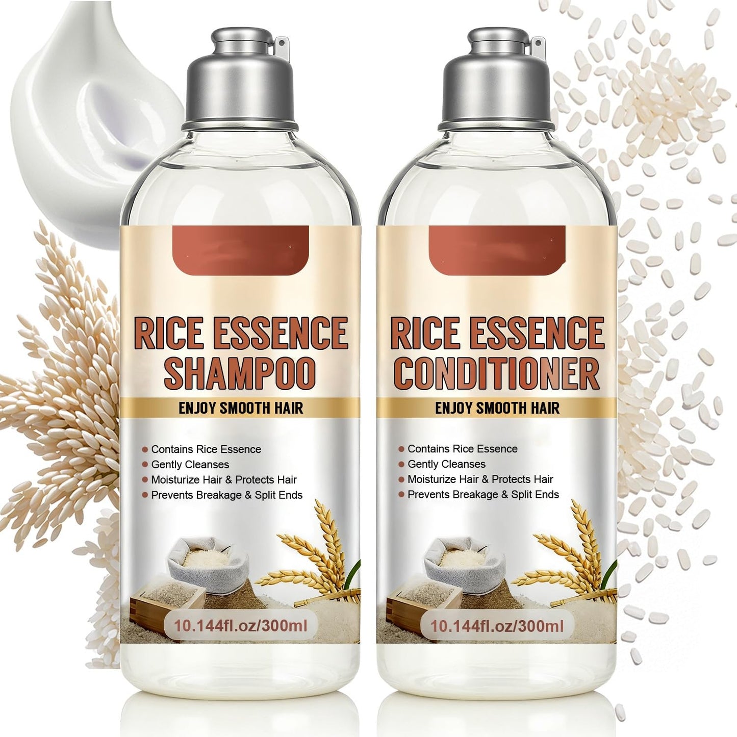 Rice Water Shampoo and Conditioner Set, 20.29oz including Rice Extract, Strengthen and Revitalize Hair, Nourish Damaged Hair, Hydrating and Thickening Beauty & Personal Care SANZHUAN
