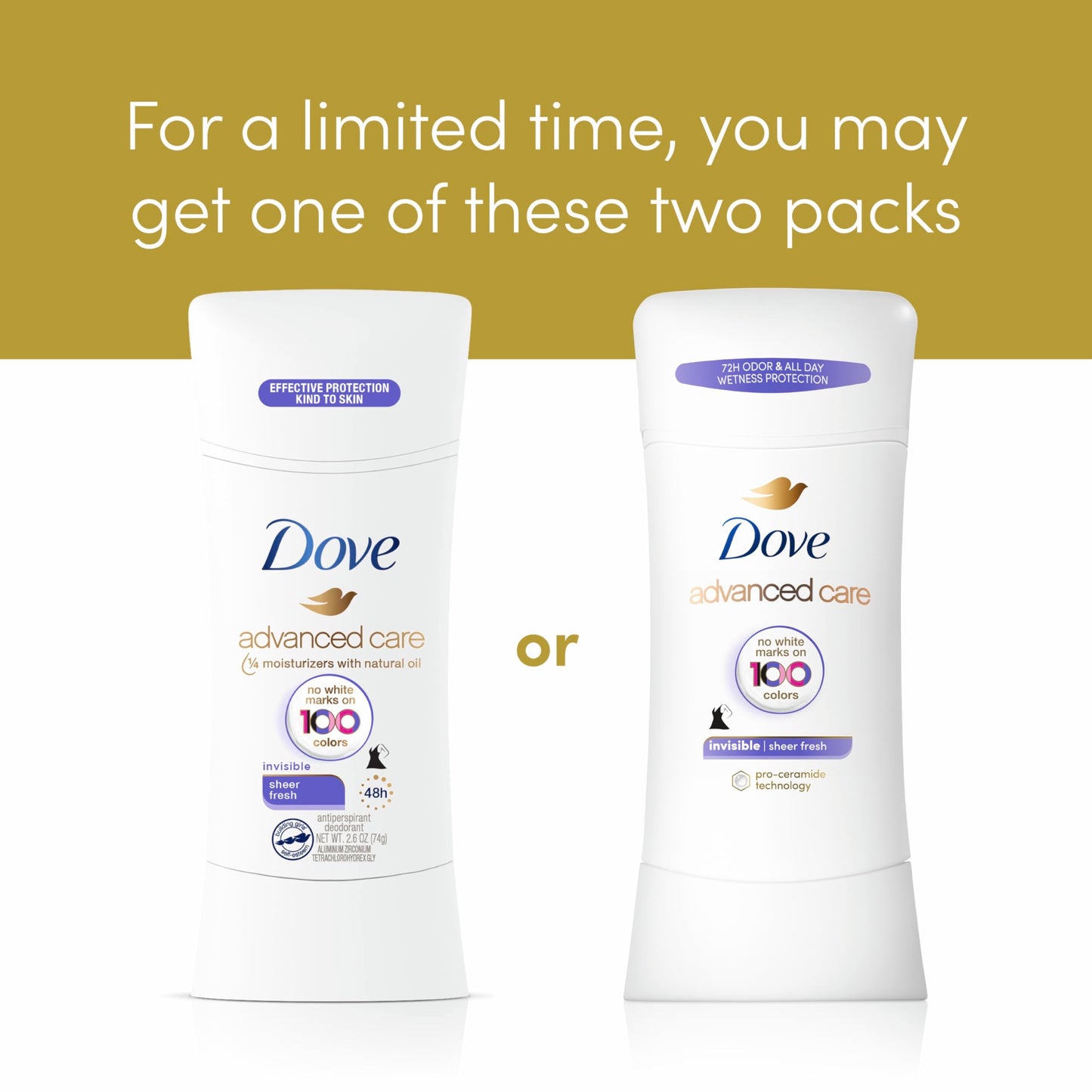 Dove Advanced Care Antiperspirant Deodorant Stick Sheer Fresh 4 Count Anti-stain antiperspirant deodorant for soft underarms 72-hour underarm odor Beauty and Personal Care Dove