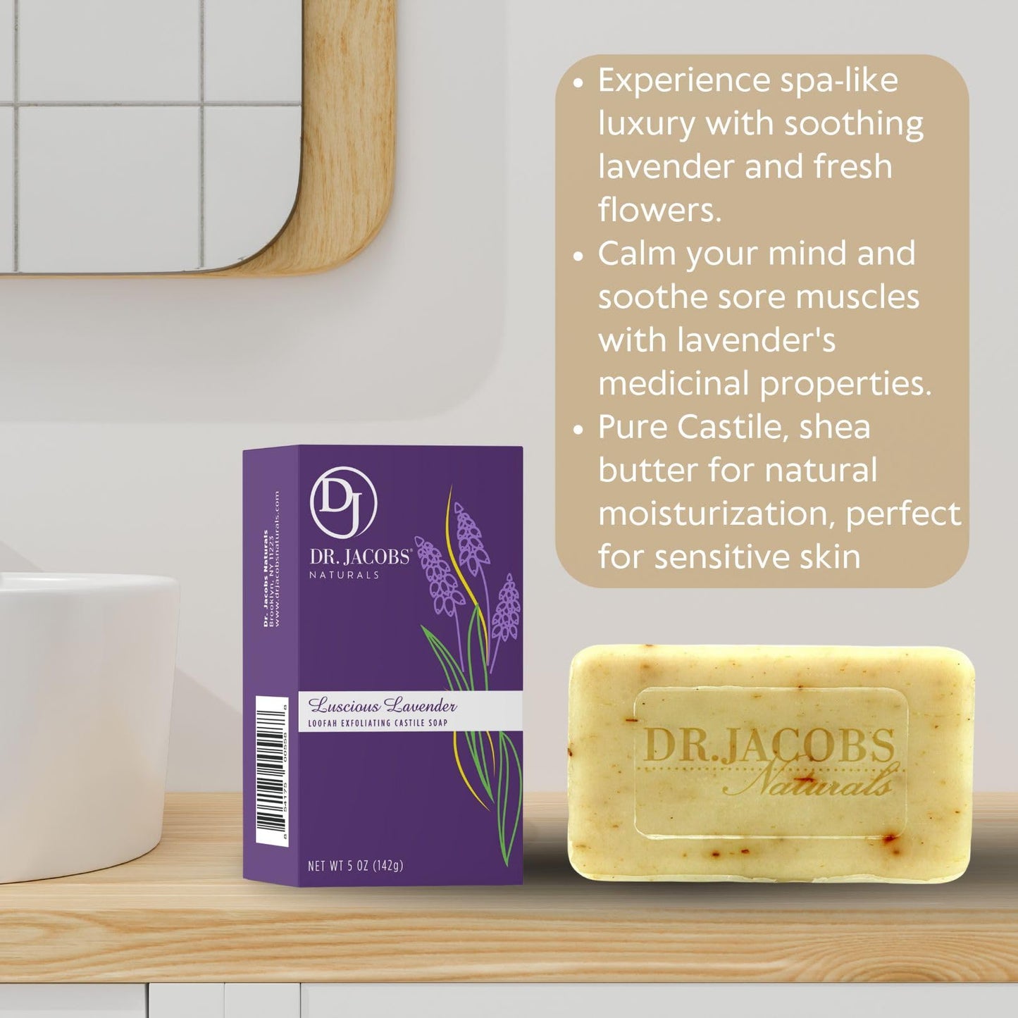 Dr Jacobs Naturals, Triple Milled Loofah Exfoliating Castile Bar Soap (Pack of 2) - Free of Parabens, Sulfates, Synthetics, Gltuen and GMO (Luscious Beauty & Personal Care DR.JACOBS NATURALS