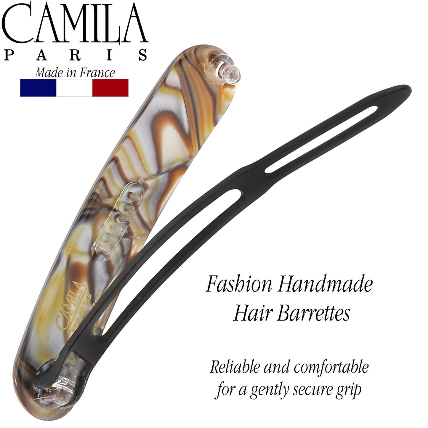 Camila Paris CP2818 French Hair Barrette Clip for Girls, Handmade, Onyx, Metal-Free Closure Strong Hold Grip Hair Clips for Women, No Slip and Durable Beauty & Personal Care Camila